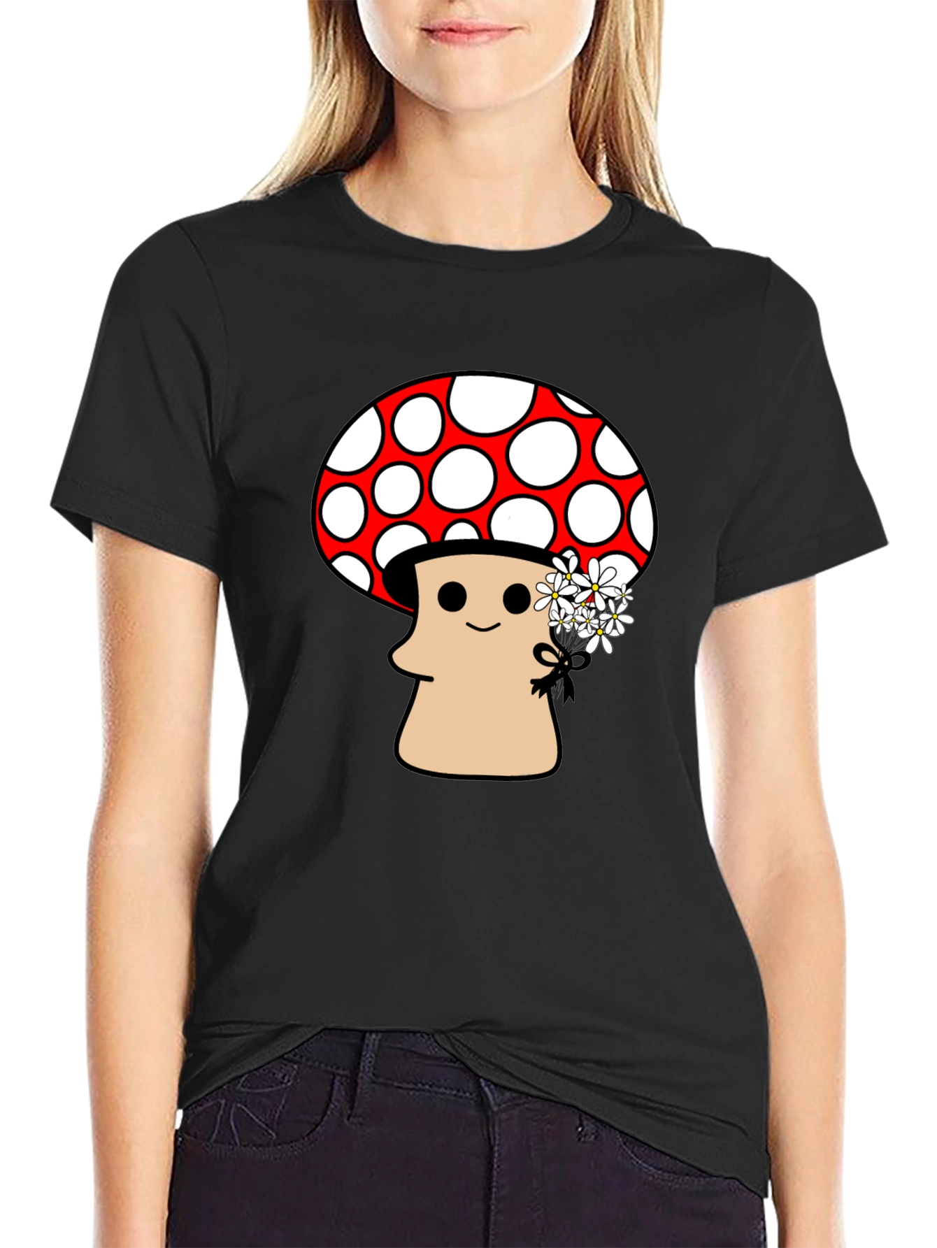 Mushroom Graphic Tee - Funky Floral Design