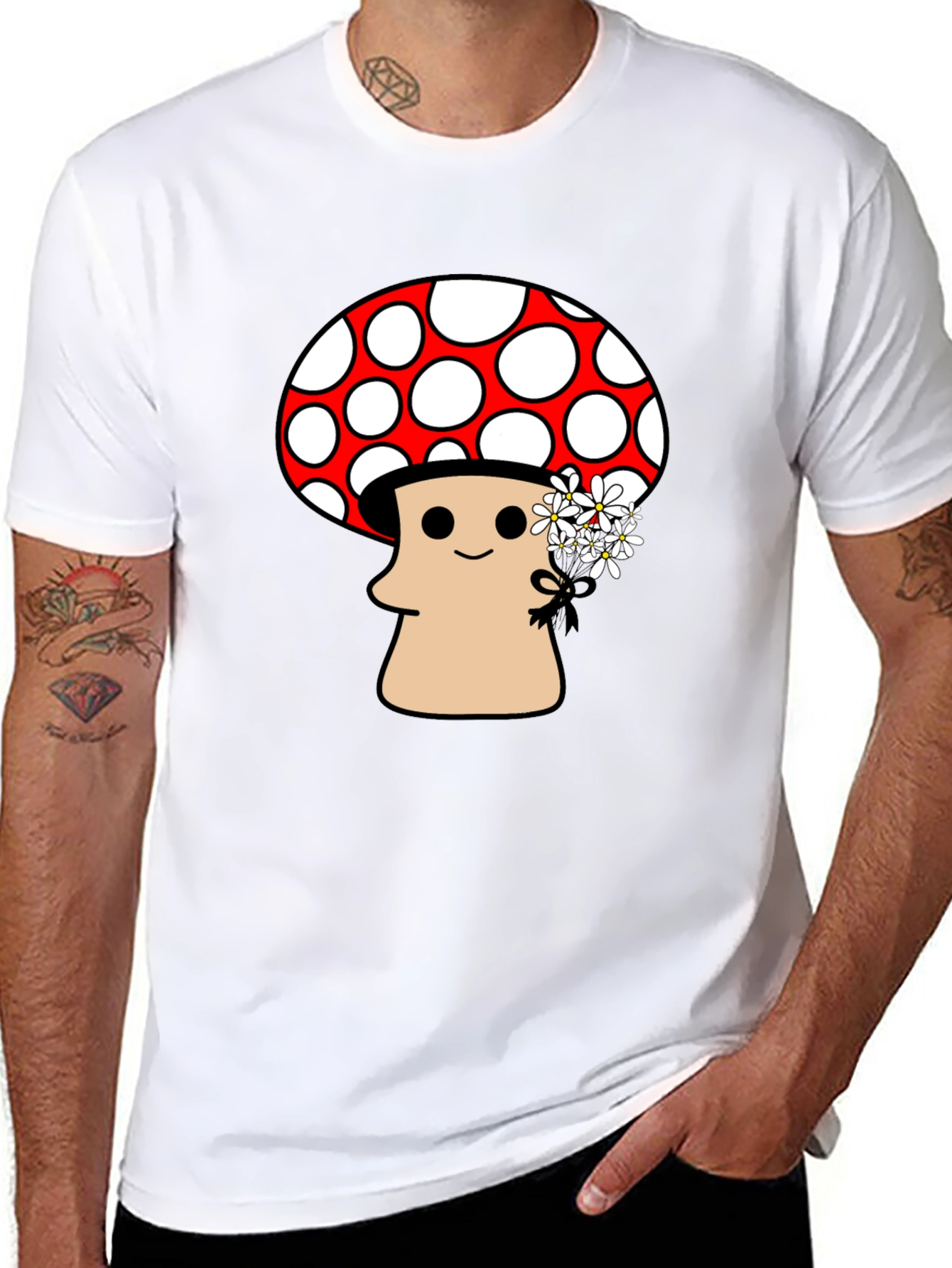 Mushroom Graphic Tee - Funky Floral Design