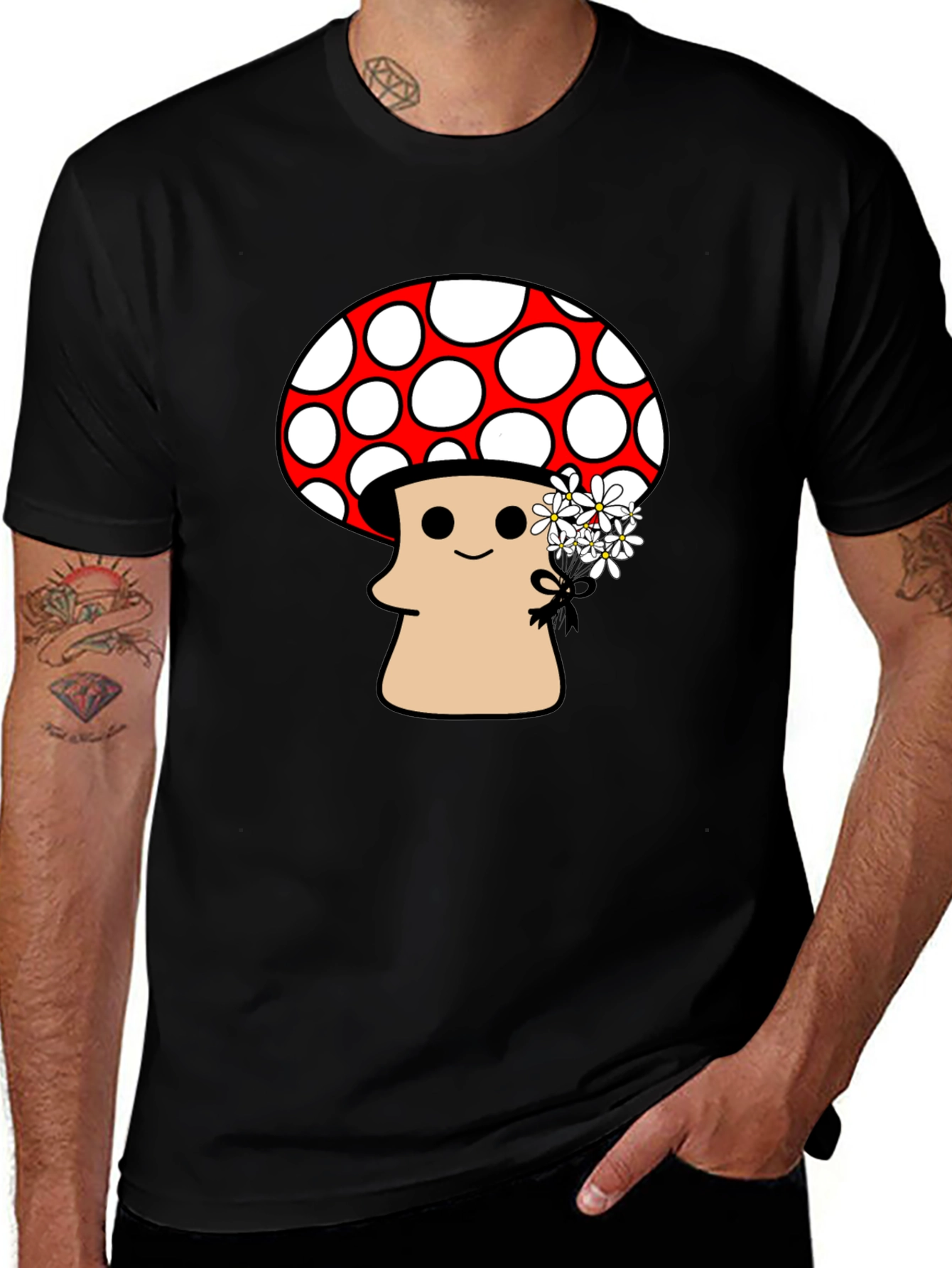 Mushroom Graphic Tee - Funky Floral Design