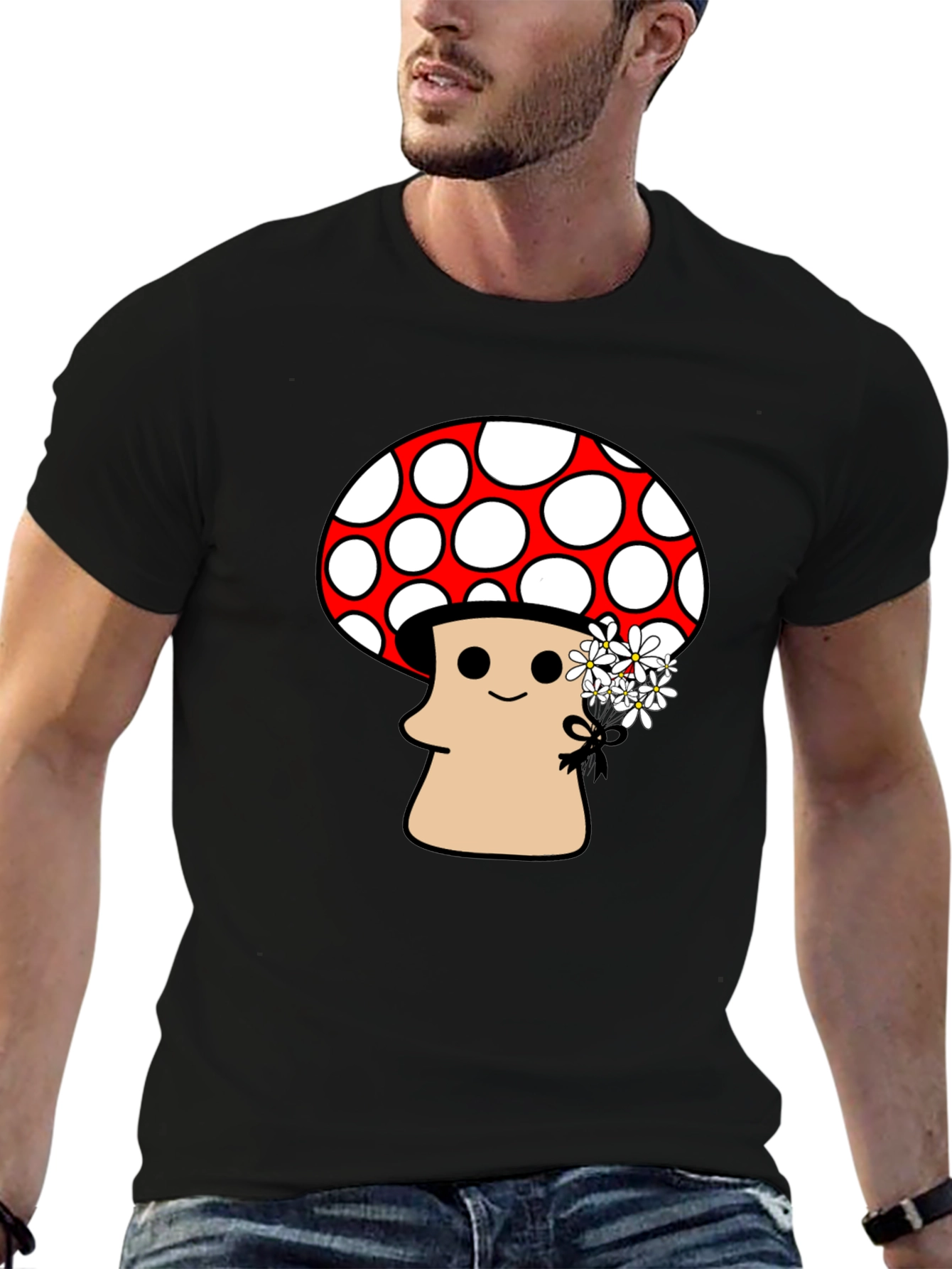 Mushroom Graphic Tee - Funky Floral Design