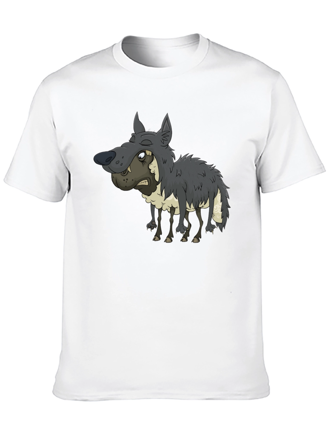 Funny Cartoon Wolf Graphic T-Shirt