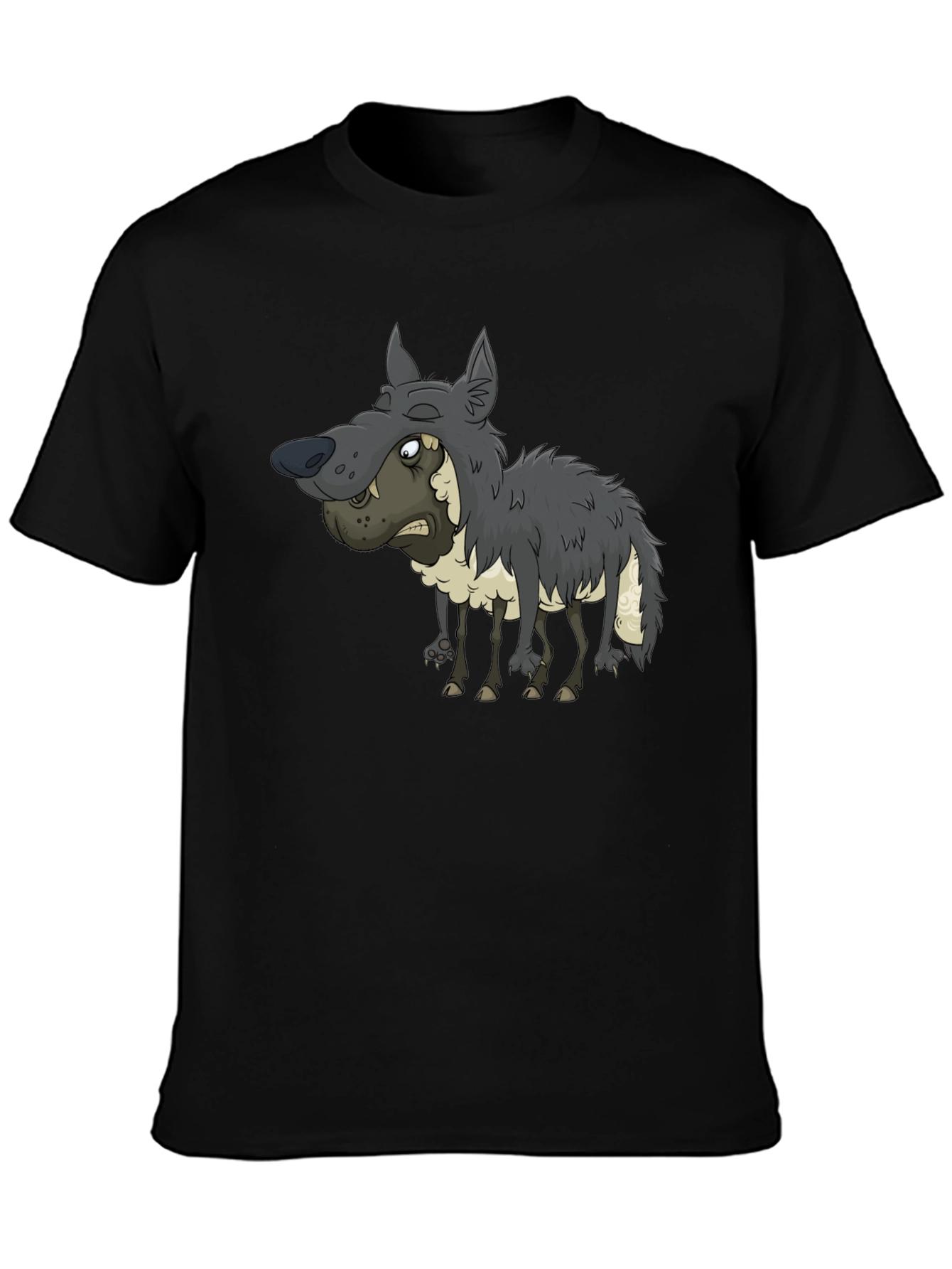 Funny Cartoon Wolf Graphic T-Shirt