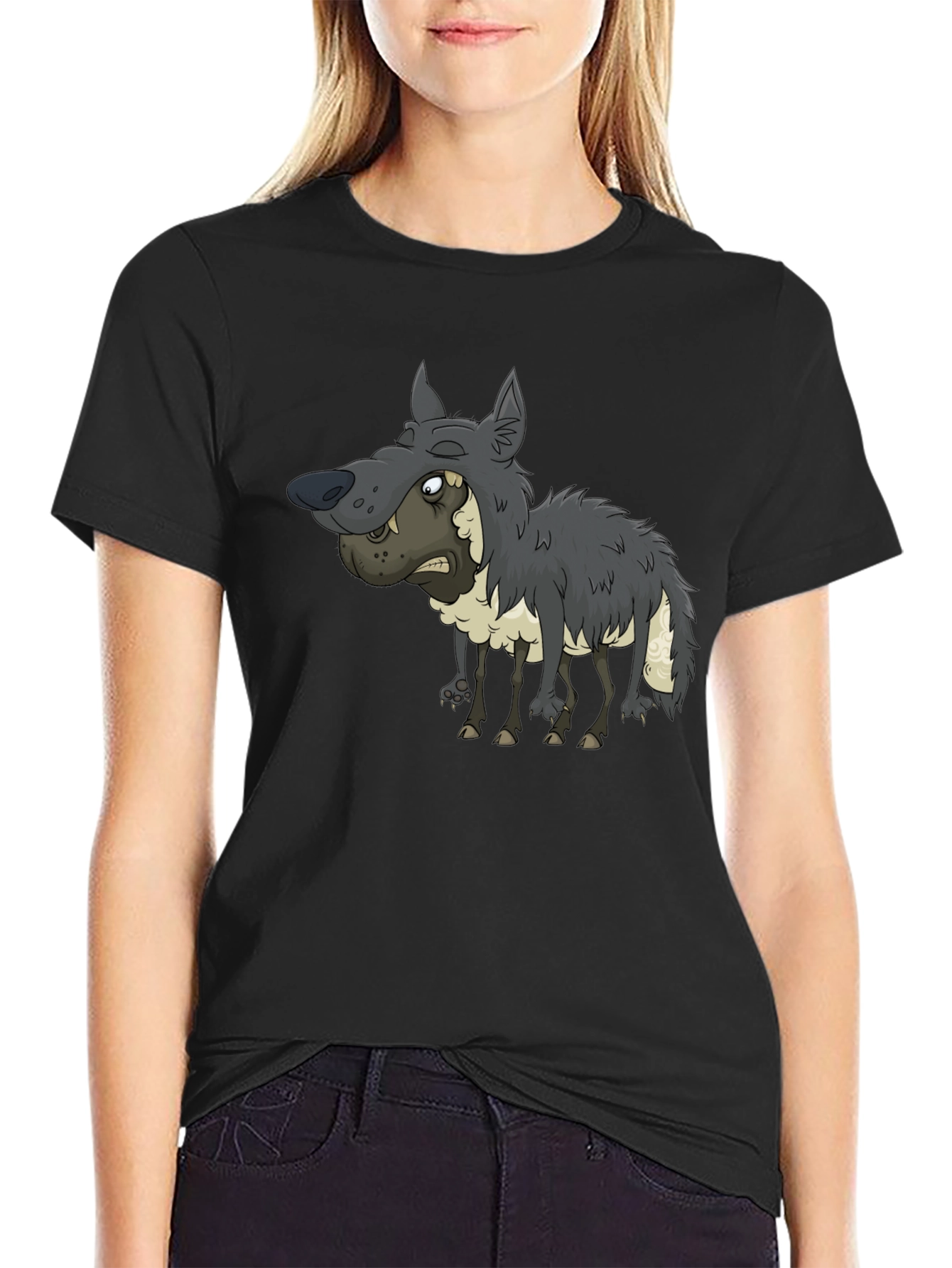 Funny Cartoon Wolf Graphic T-Shirt