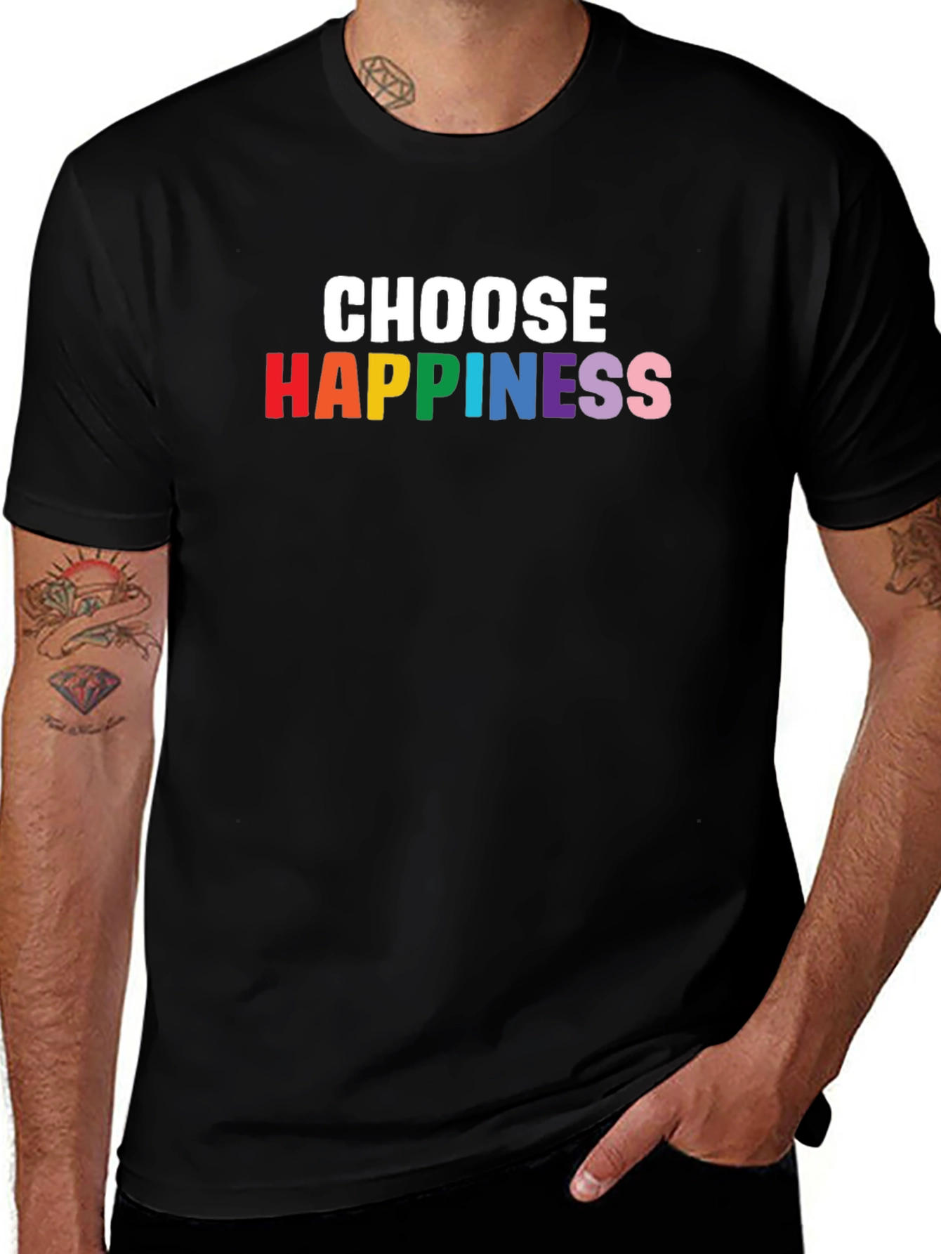 Choose Happiness Rainbow Graphic Tee - Stylish Unisex T-Shirt