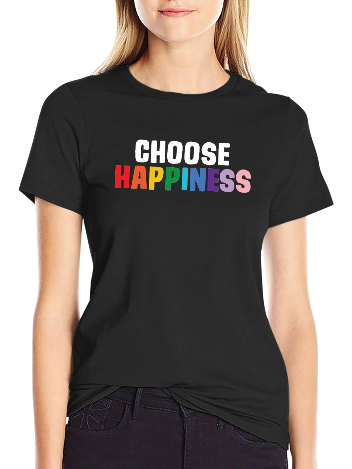 Choose Happiness Rainbow Graphic Tee - Stylish Unisex T-Shirt