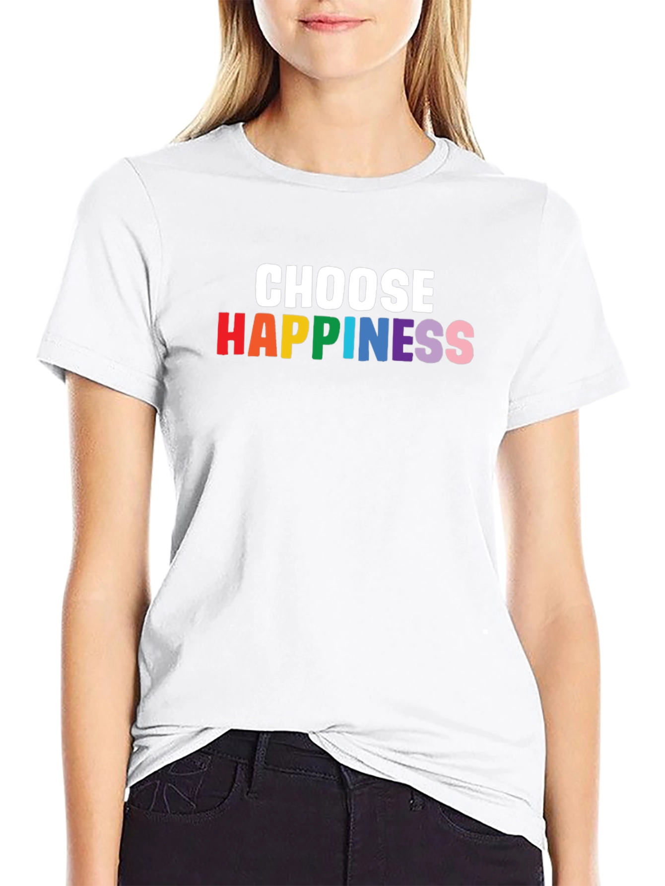 Choose Happiness Rainbow Graphic Tee - Stylish Unisex T-Shirt