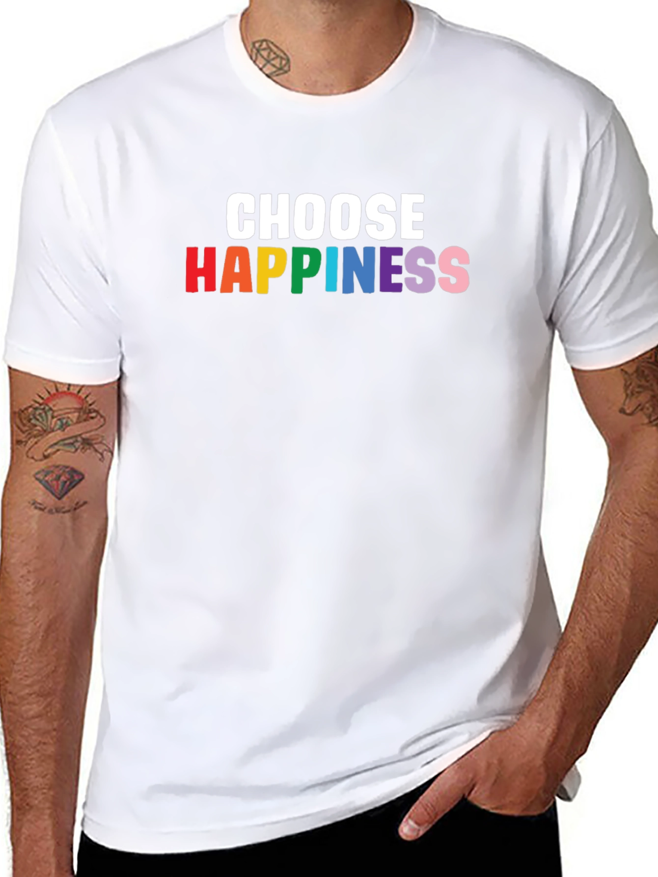 Choose Happiness Rainbow Graphic Tee - Stylish Unisex T-Shirt