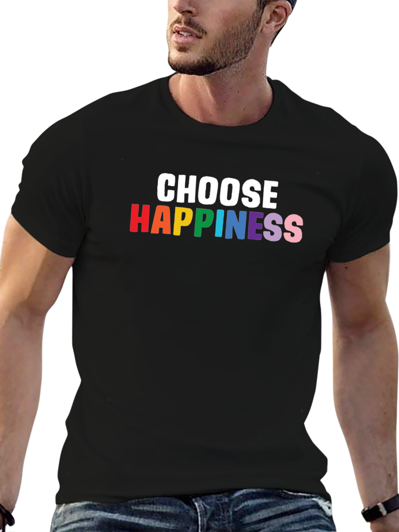 Choose Happiness Rainbow Graphic Tee - Stylish Unisex T-Shirt