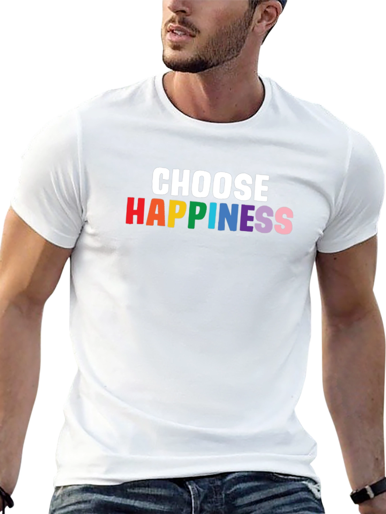 Choose Happiness Rainbow Graphic Tee - Stylish Unisex T-Shirt