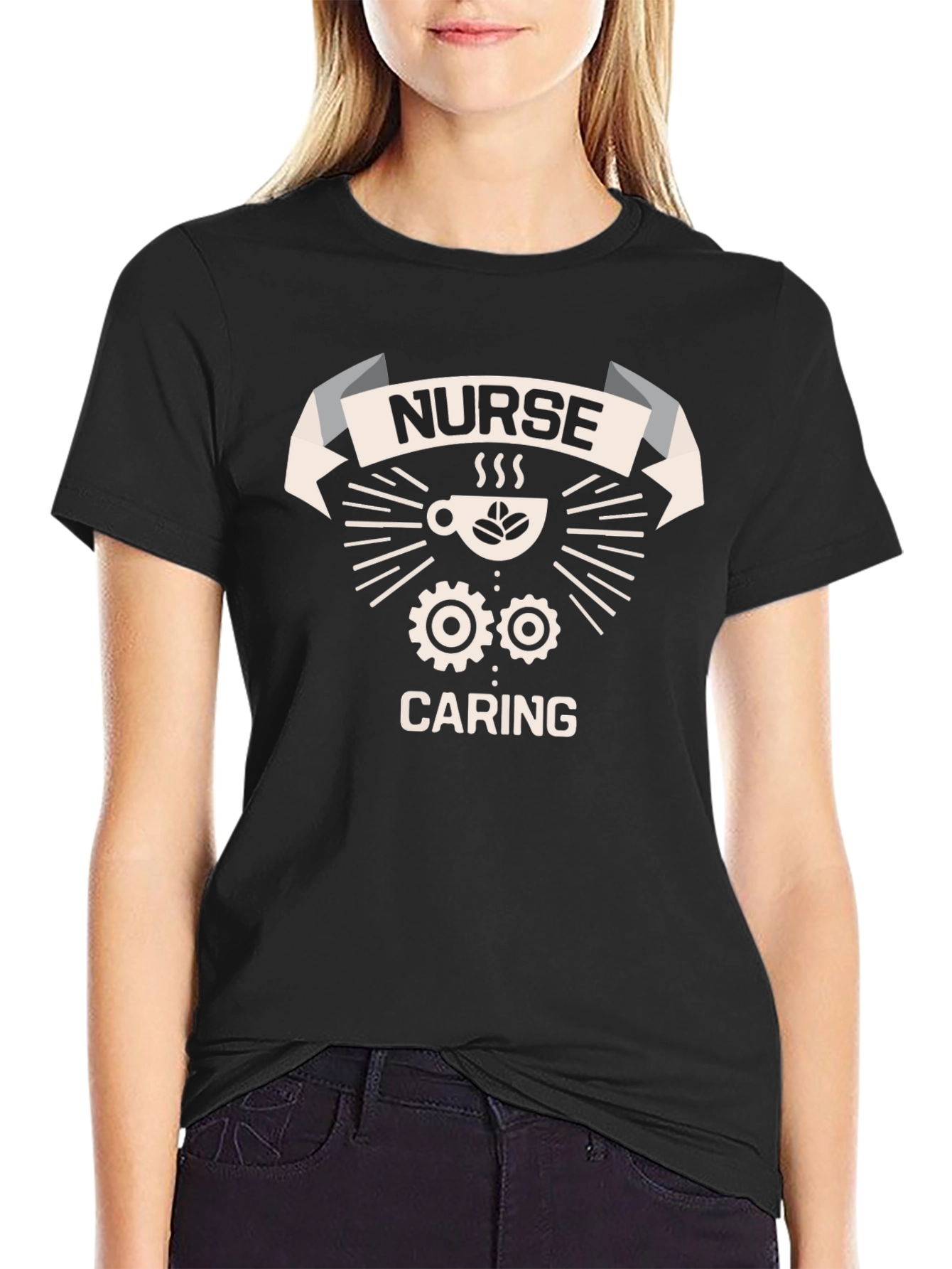 Nurse Caring T-Shirt - Coffee & Gears Design