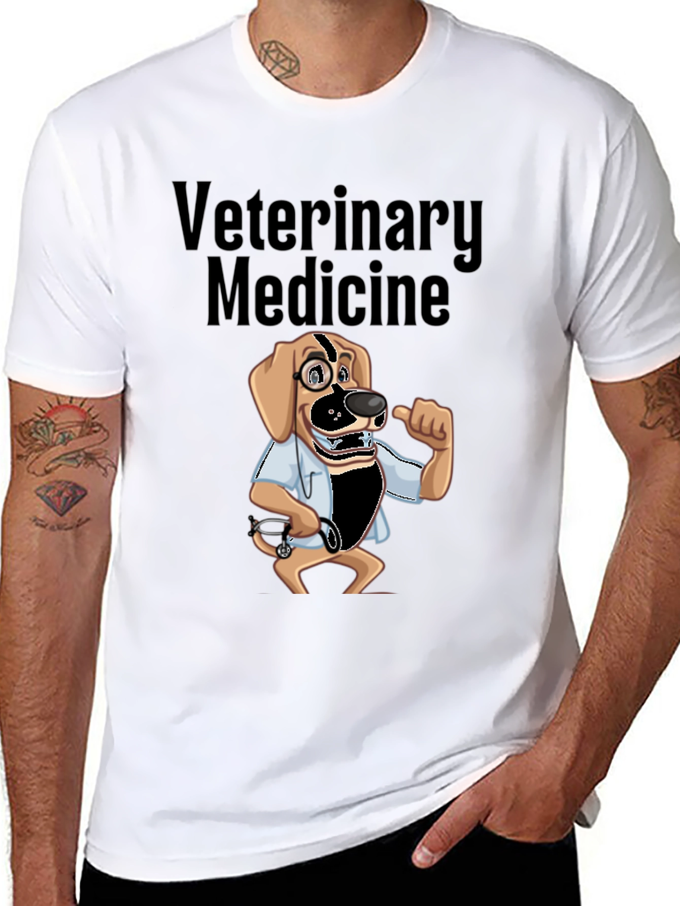 Veterinary Medicine Dog Cartoon Graphic T-Shirt