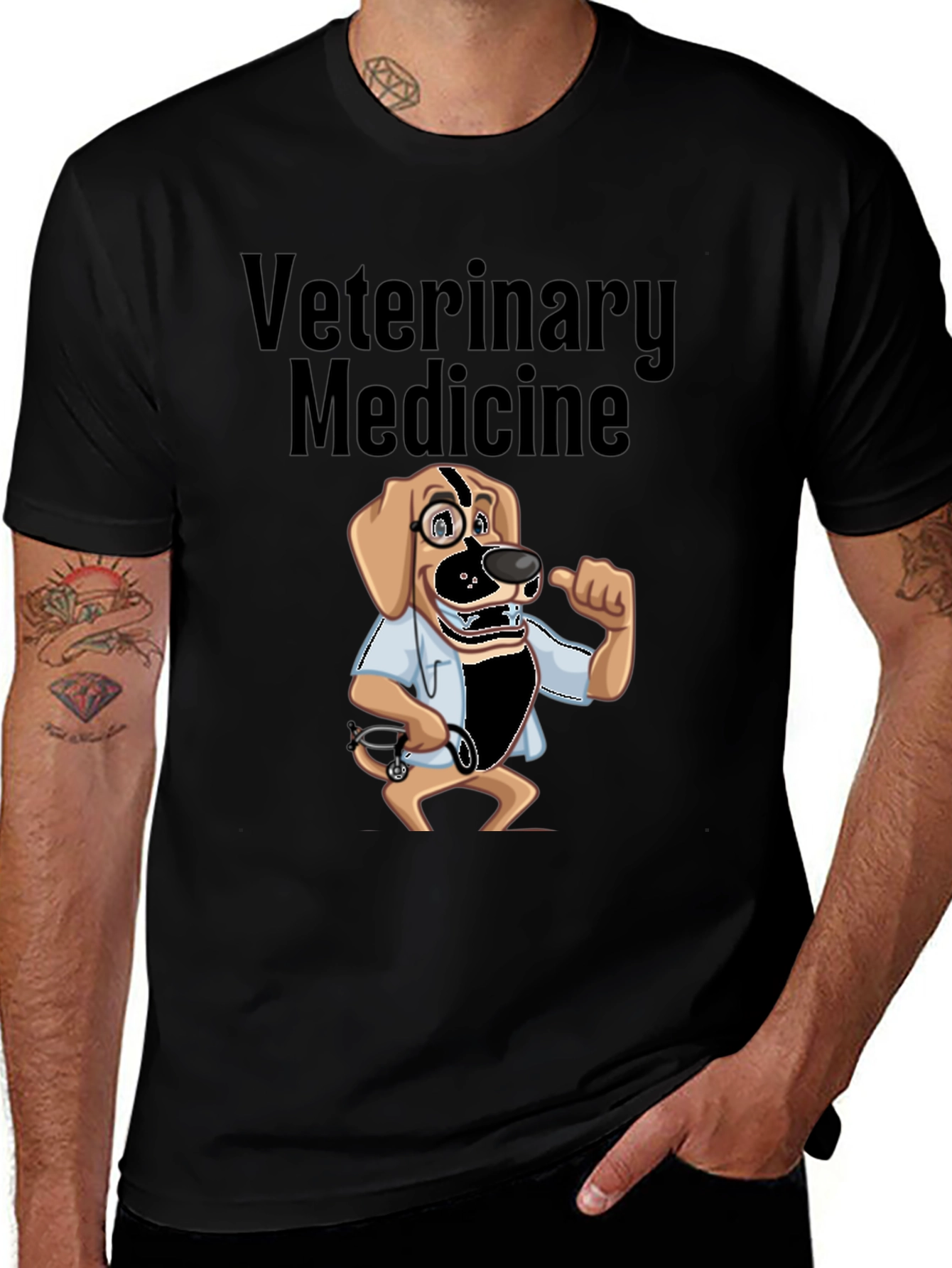 Veterinary Medicine Dog Cartoon Graphic T-Shirt