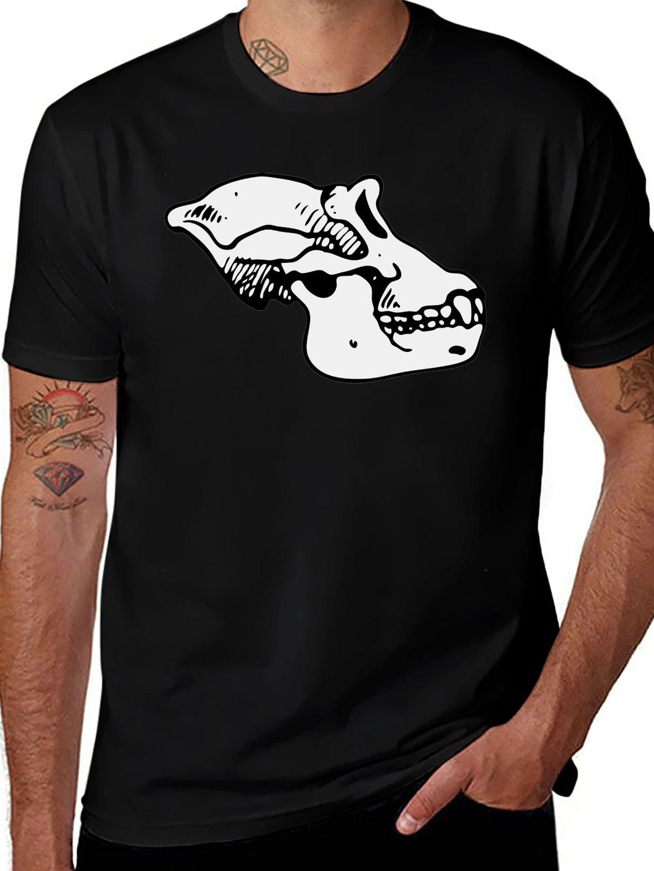 Unique Ape Skull Graphic Tee - Black