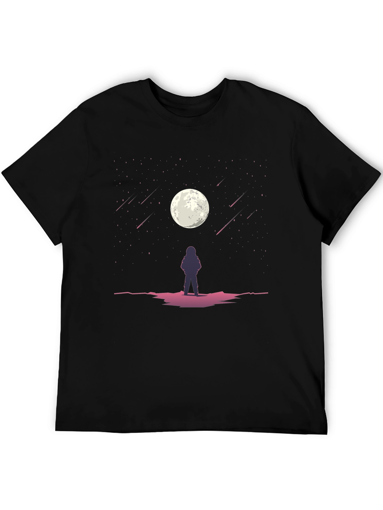 Astronaut Moon Gazing Black Graphic Tee