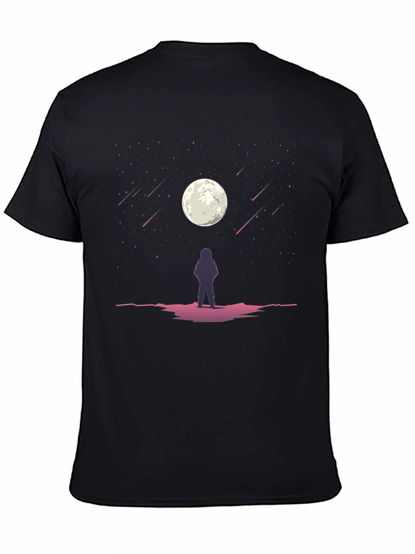 Astronaut Moon Gazing Black Graphic Tee