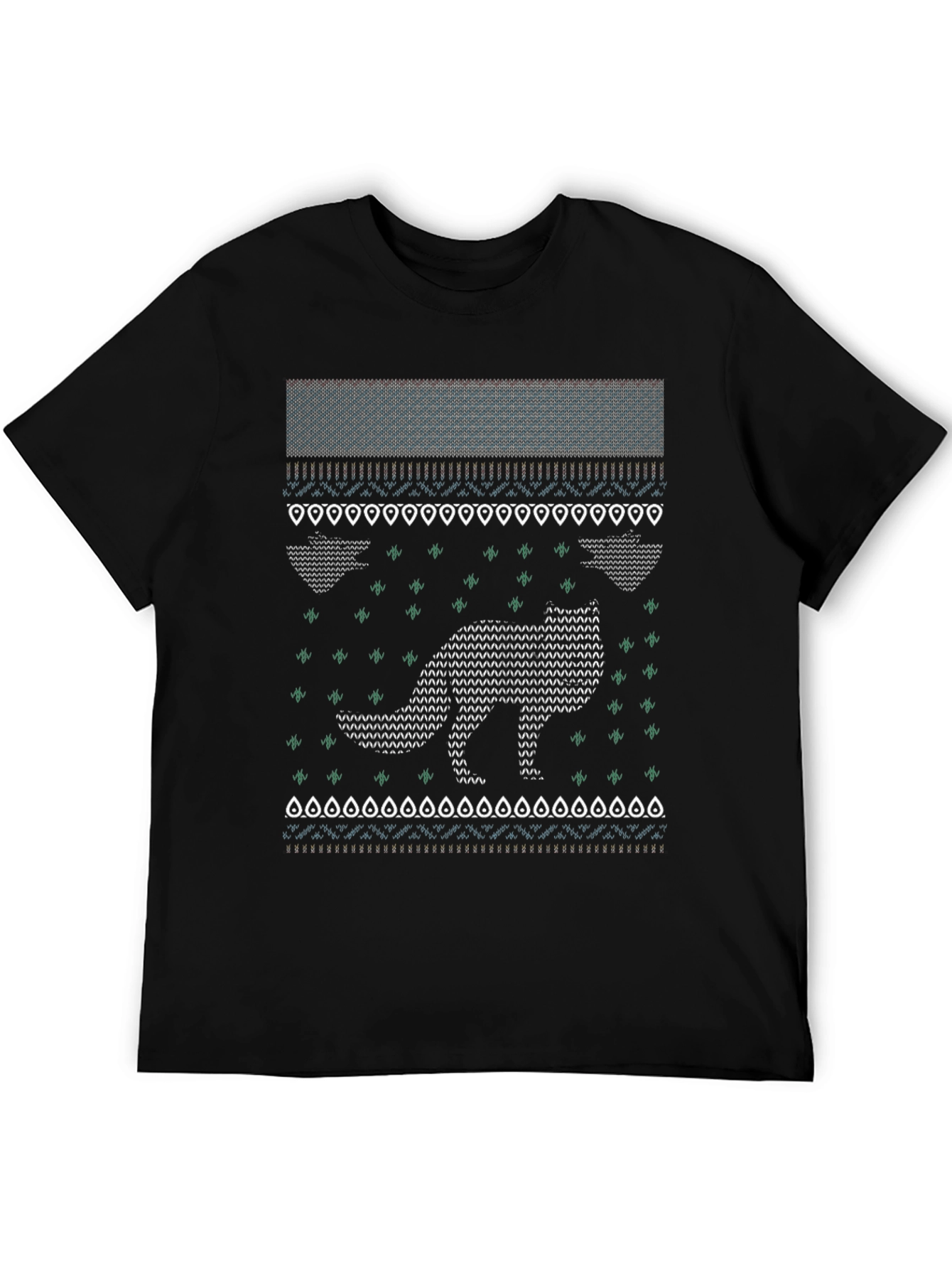 Festive Fox Knit Style T-Shirt