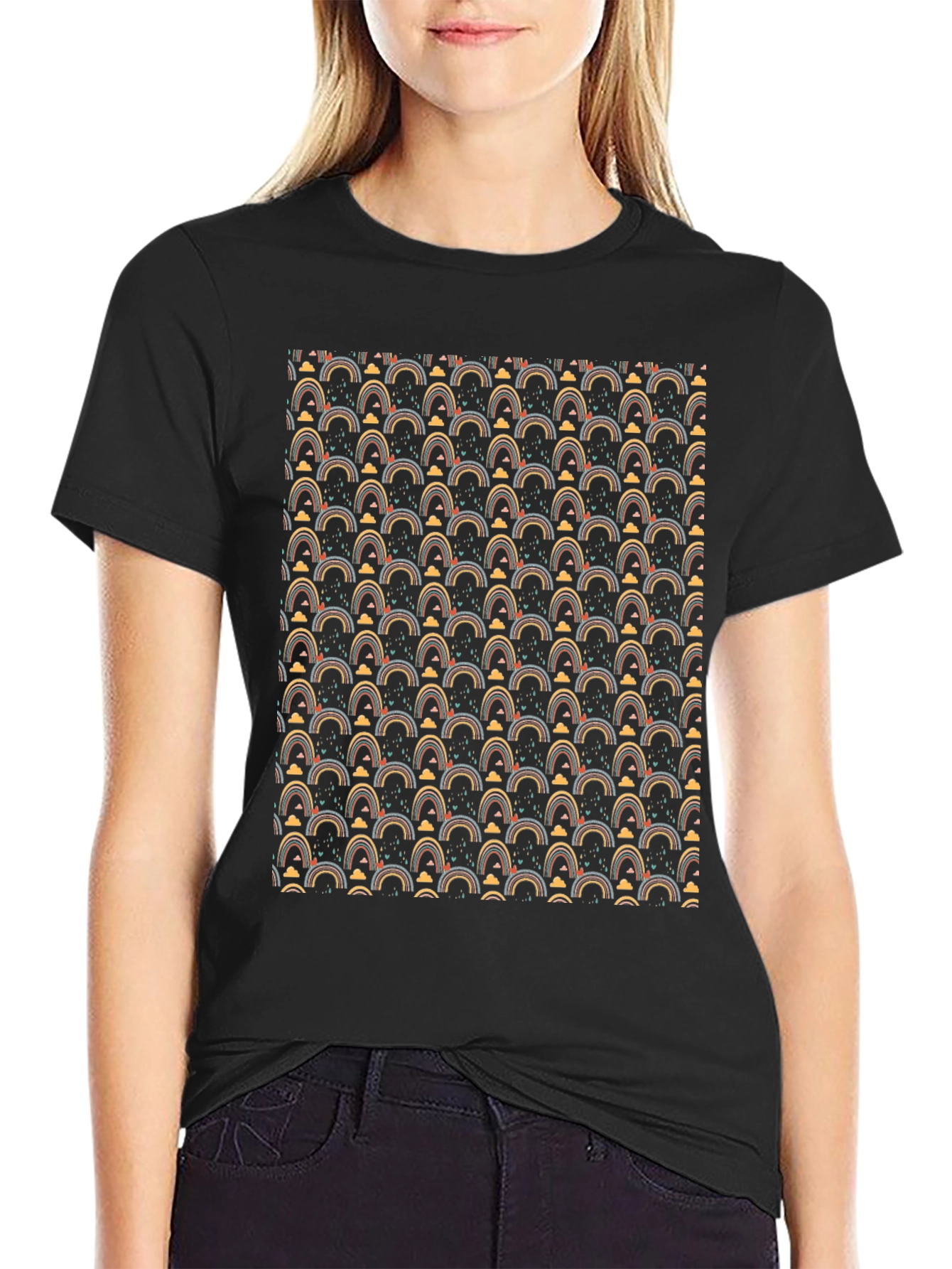 Rainbow Pattern Crew Neck T-Shirt