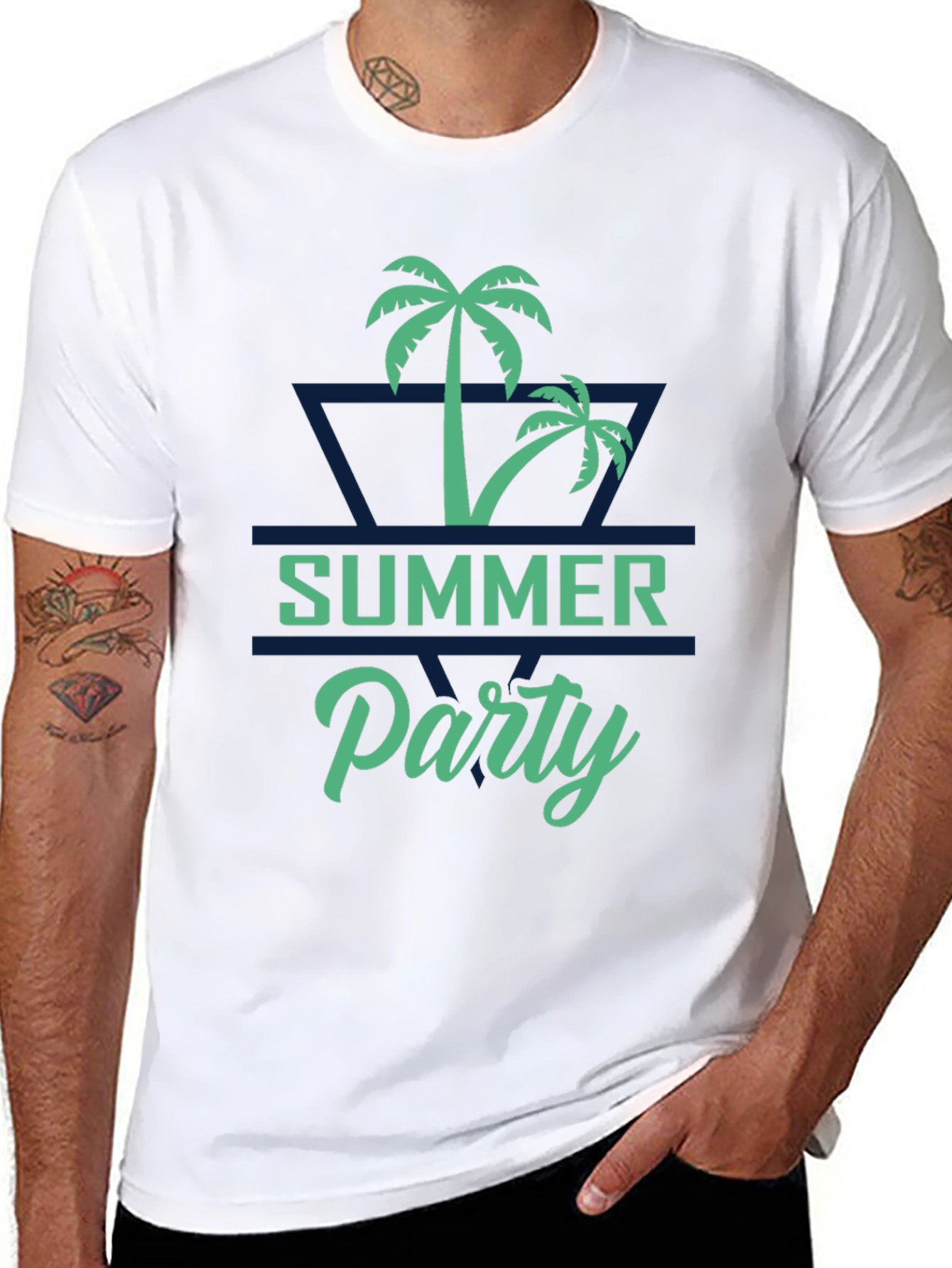 Summer Party Palm Tree Graphic T-Shirt