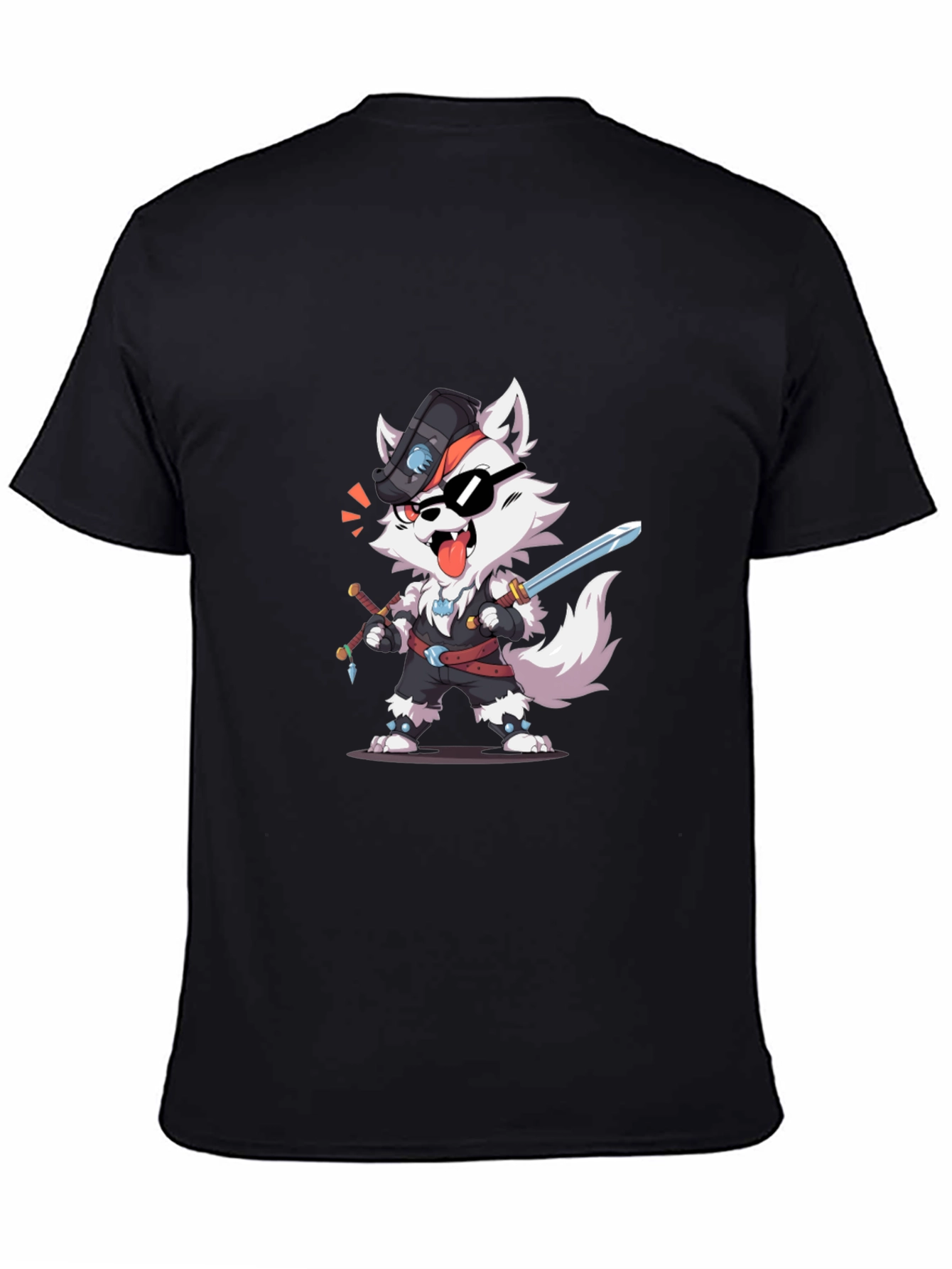 Cool Cartoon Wolf Pirate Graphic T-Shirt
