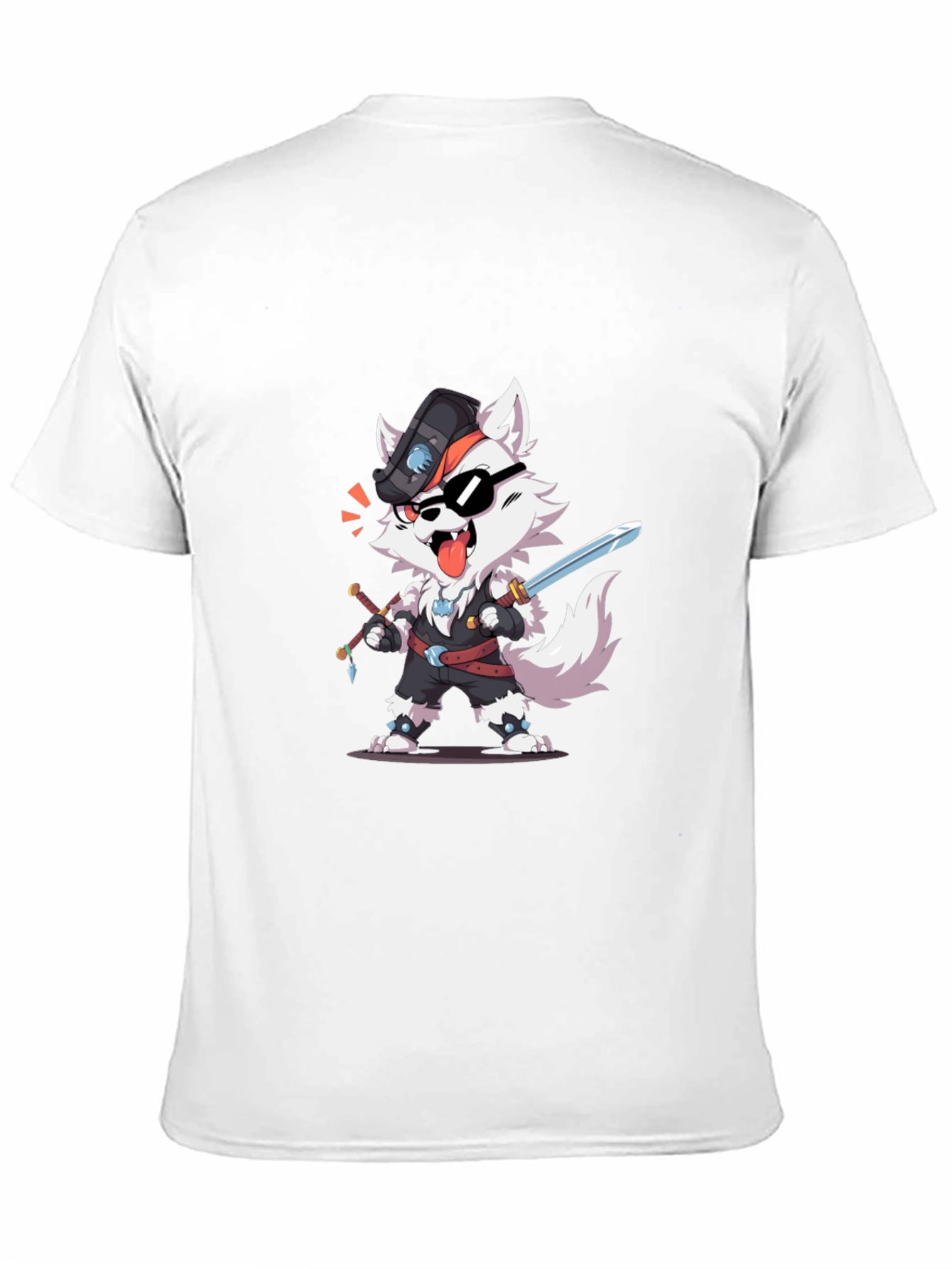 Cool Cartoon Wolf Pirate Graphic T-Shirt