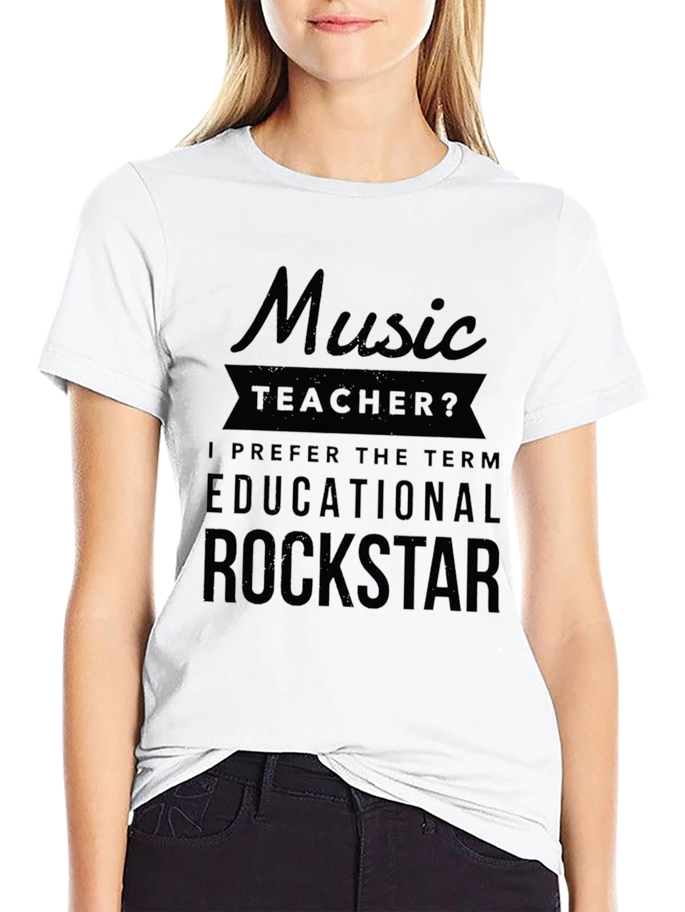 Music Teacher Educational Rockstar Black T-Shirt