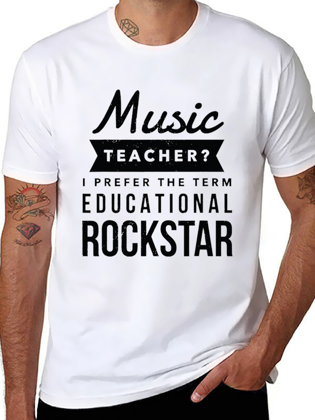 Music Teacher Educational Rockstar Black T-Shirt