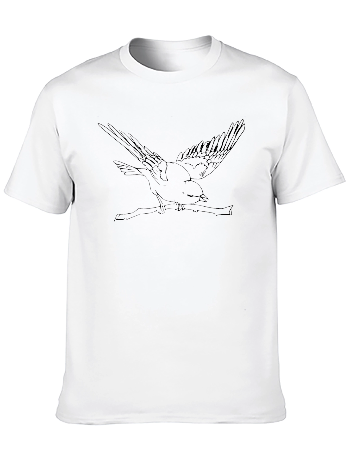 Bird on Branch Graphic Tee - Black Cotton Blend