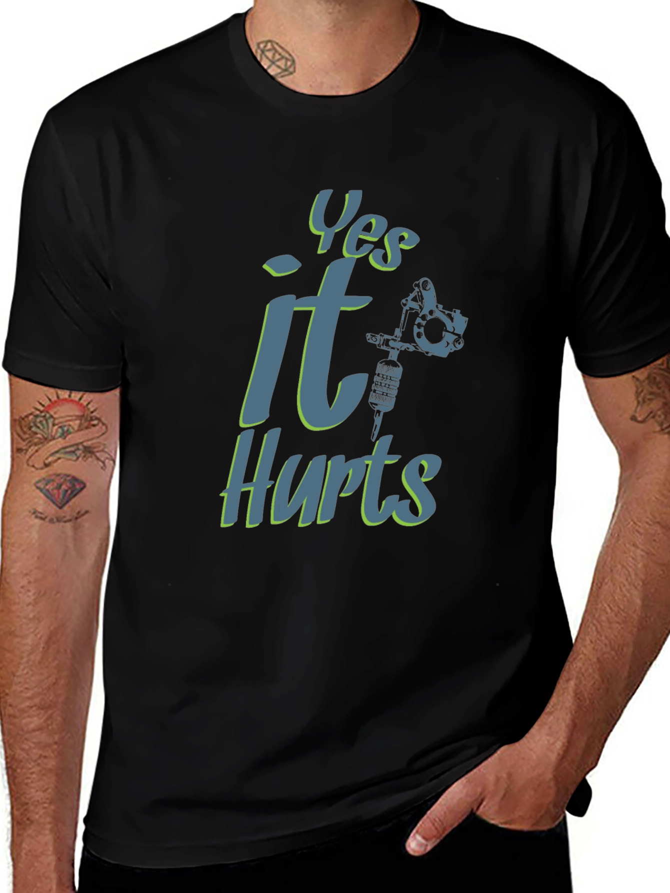 Yes It Hurts Tattoo T-Shirt - Black