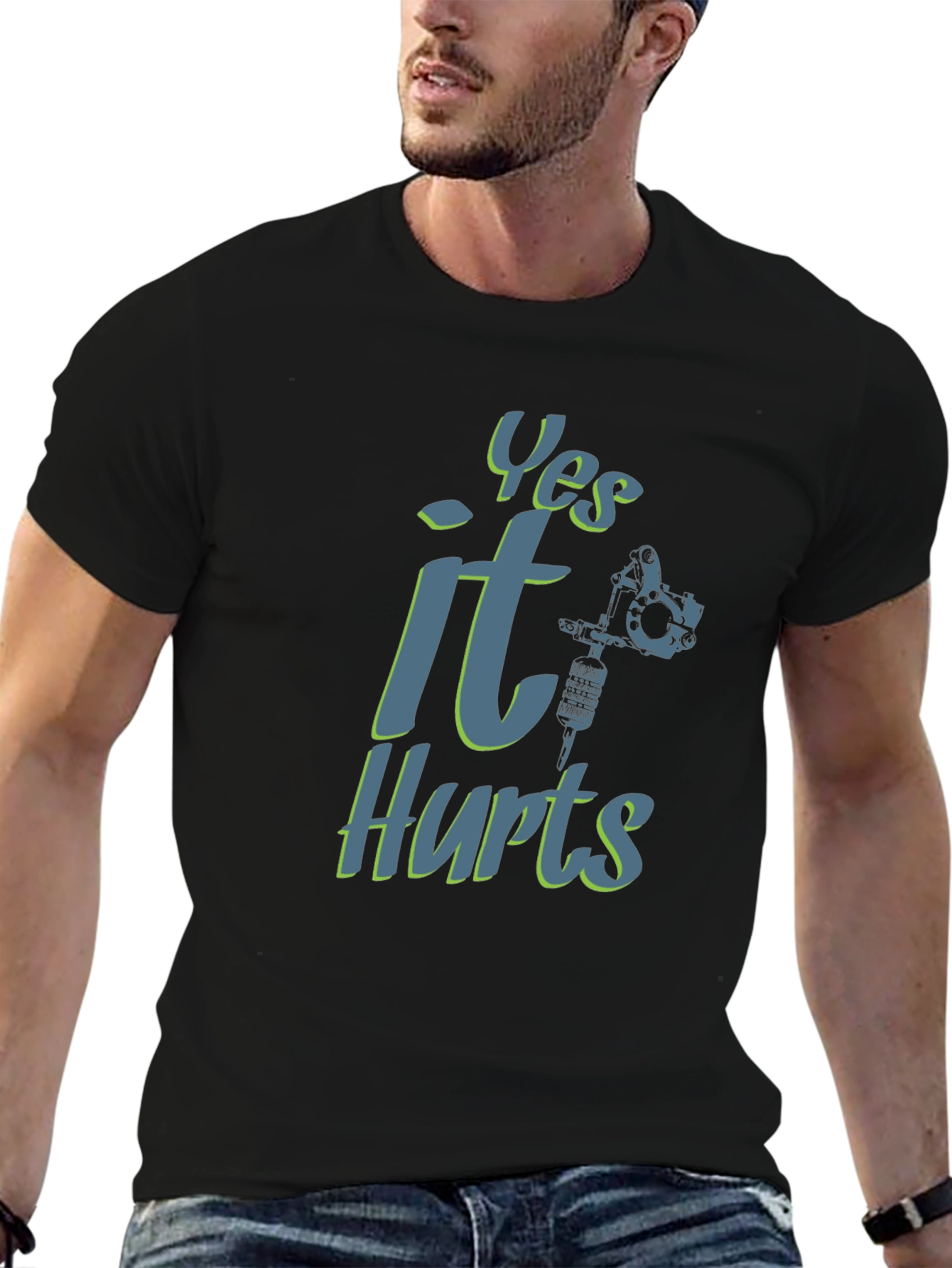 Yes It Hurts Tattoo T-Shirt - Black