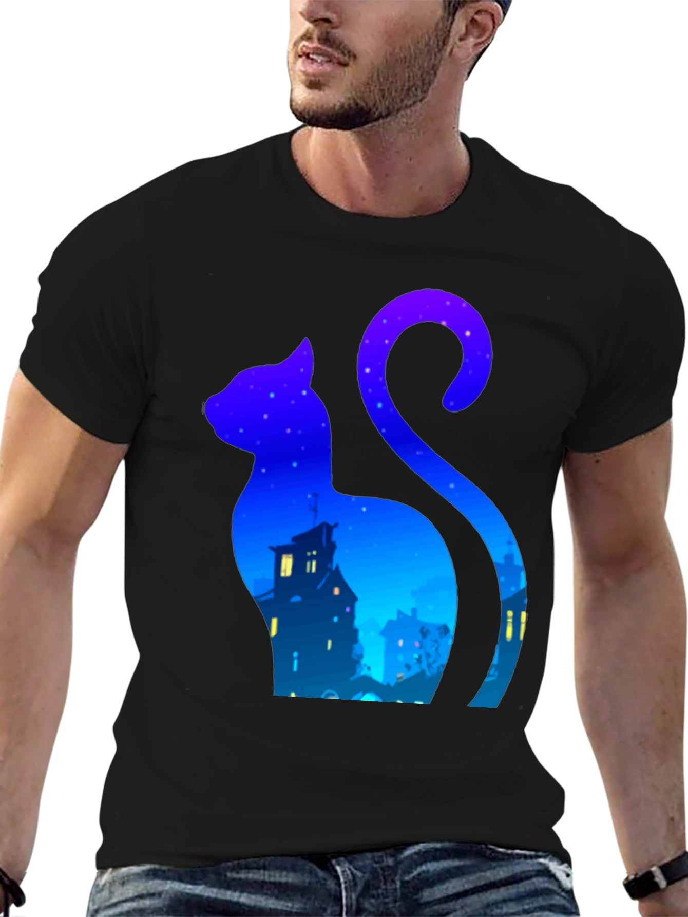 Night Cat Silhouette T-Shirt
