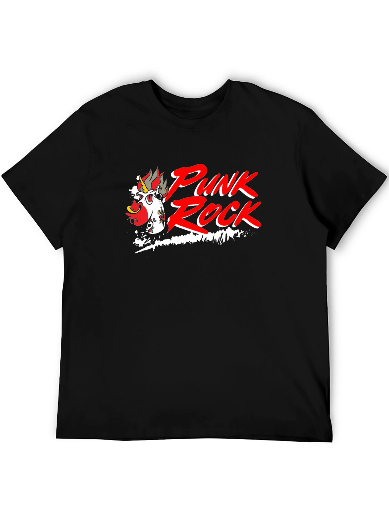 Punk Rock Unicorn Black Graphic Tee