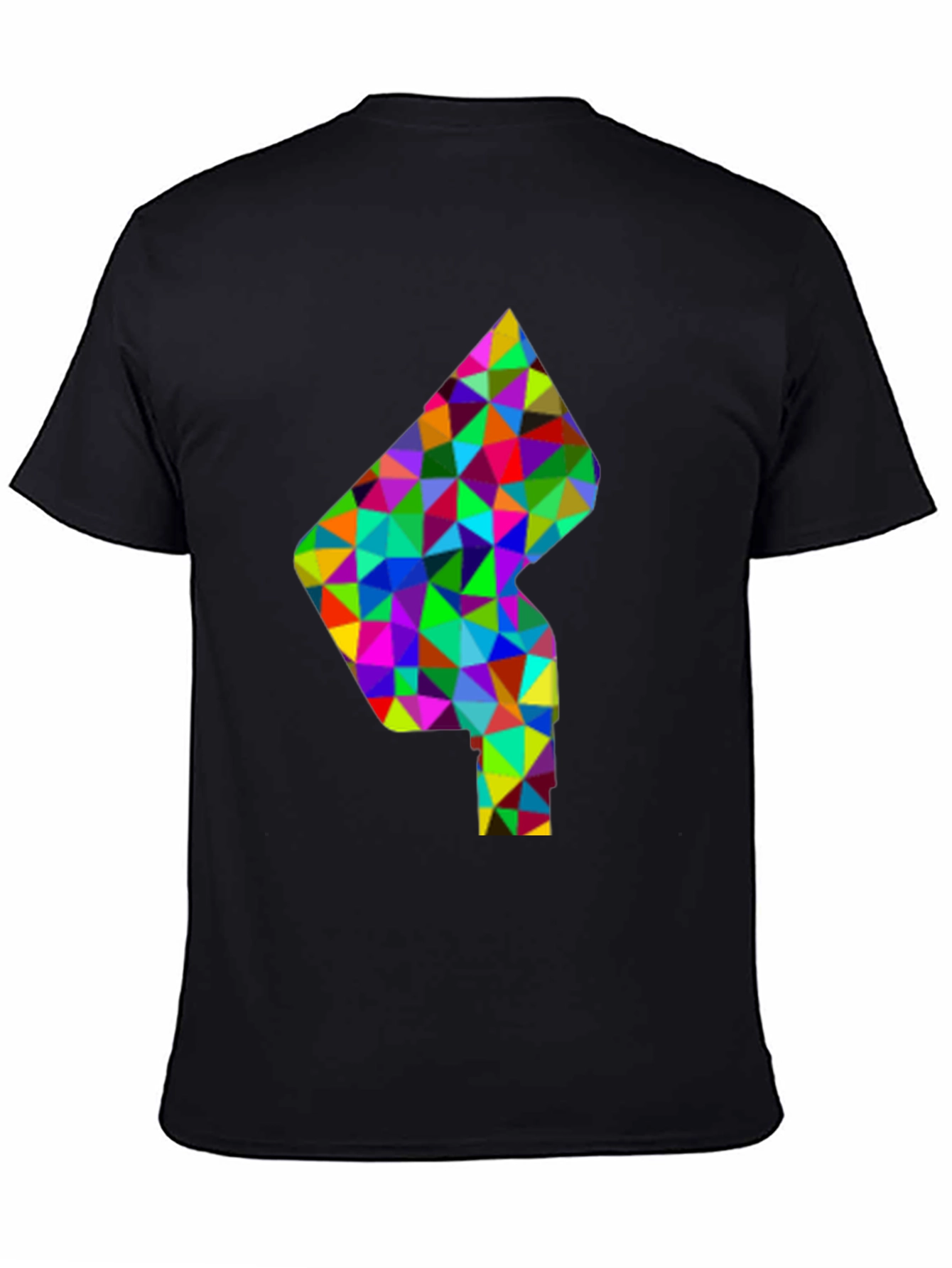 Geometric Mosaic Graphic Tee - Stylish Mens Black T-Shirt