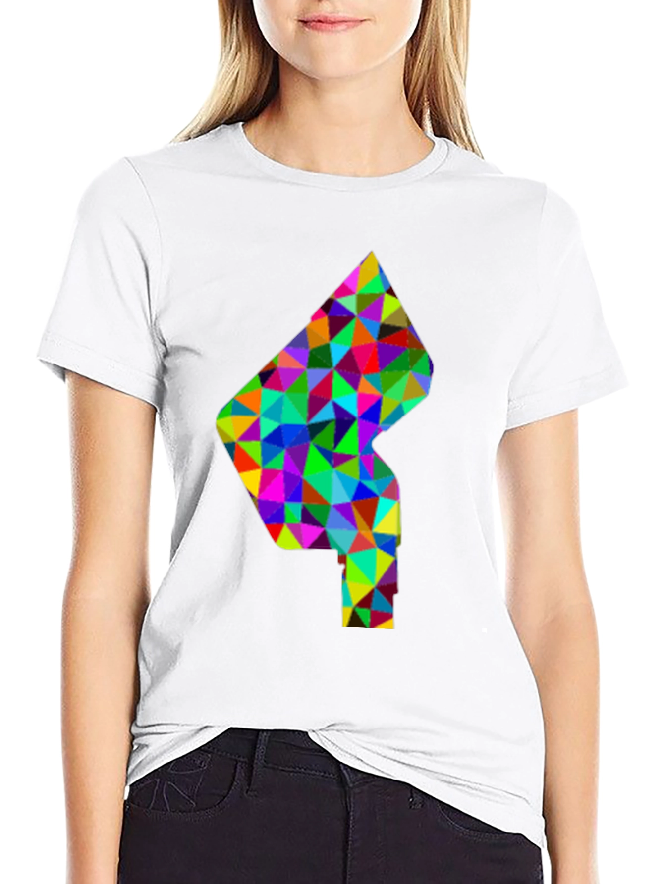 Geometric Mosaic Graphic Tee - Stylish Mens Black T-Shirt