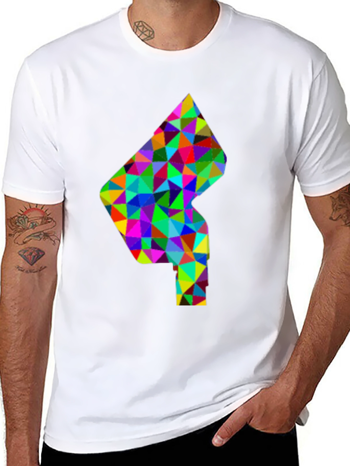 Geometric Mosaic Graphic Tee - Stylish Mens Black T-Shirt