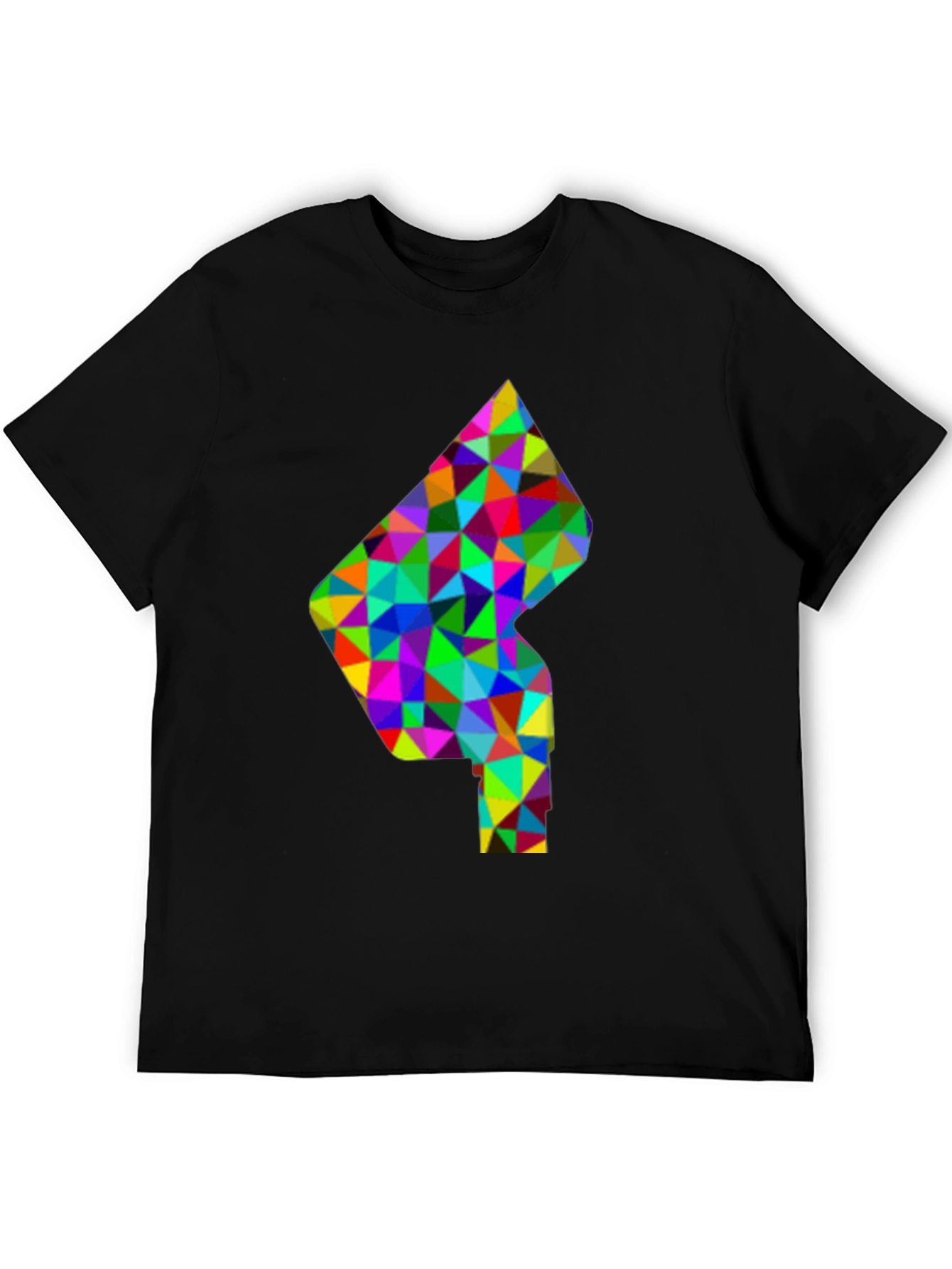 Geometric Mosaic Graphic Tee - Stylish Mens Black T-Shirt