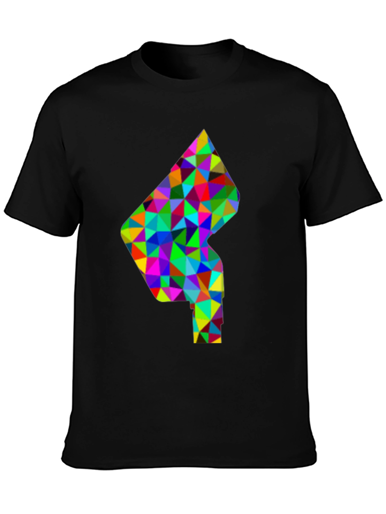 Geometric Mosaic Graphic Tee - Stylish Mens Black T-Shirt