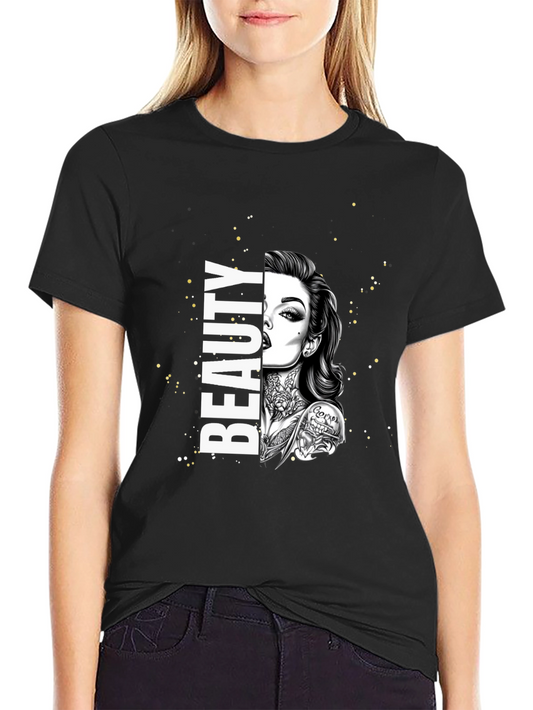 Beauty Tattoo Graphic T-Shirt - Trendy Tee