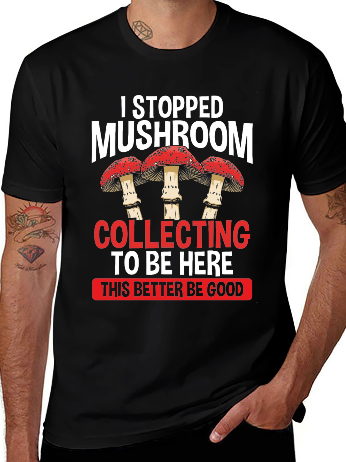 Mushroom Collecting Funny Graphic T-Shirt