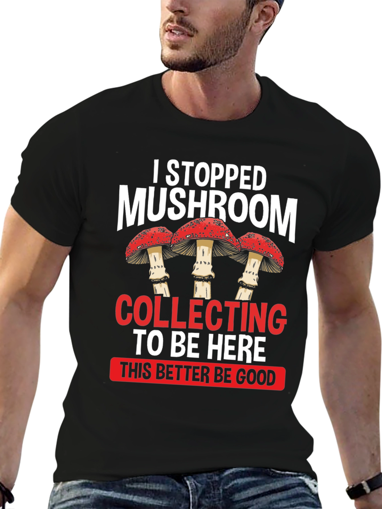 Mushroom Collecting Funny Graphic T-Shirt