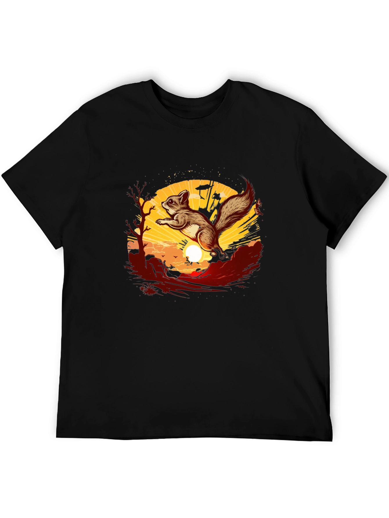 Squirrel Sunset Graphic Tee - Black