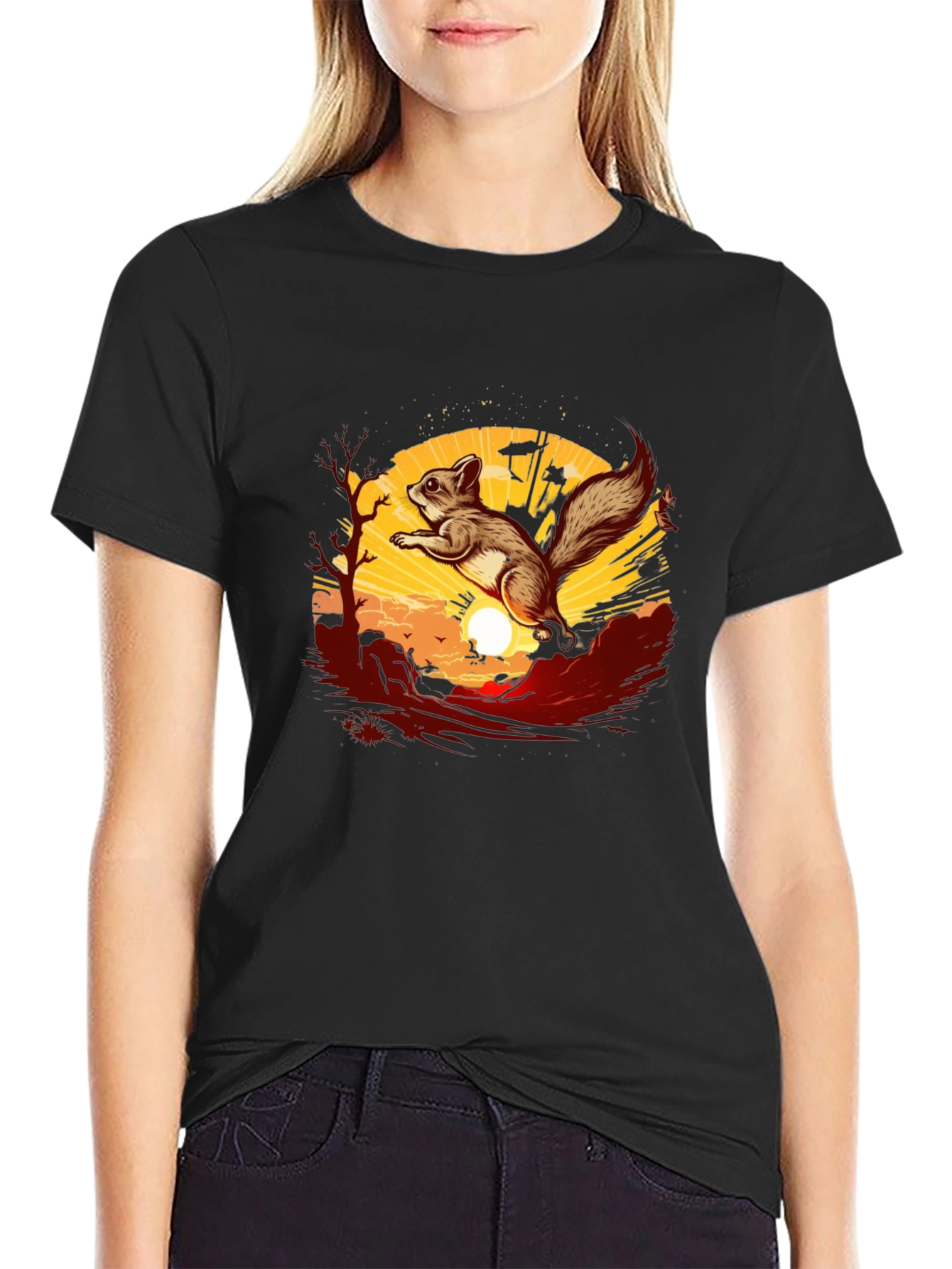 Squirrel Sunset Graphic Tee - Black