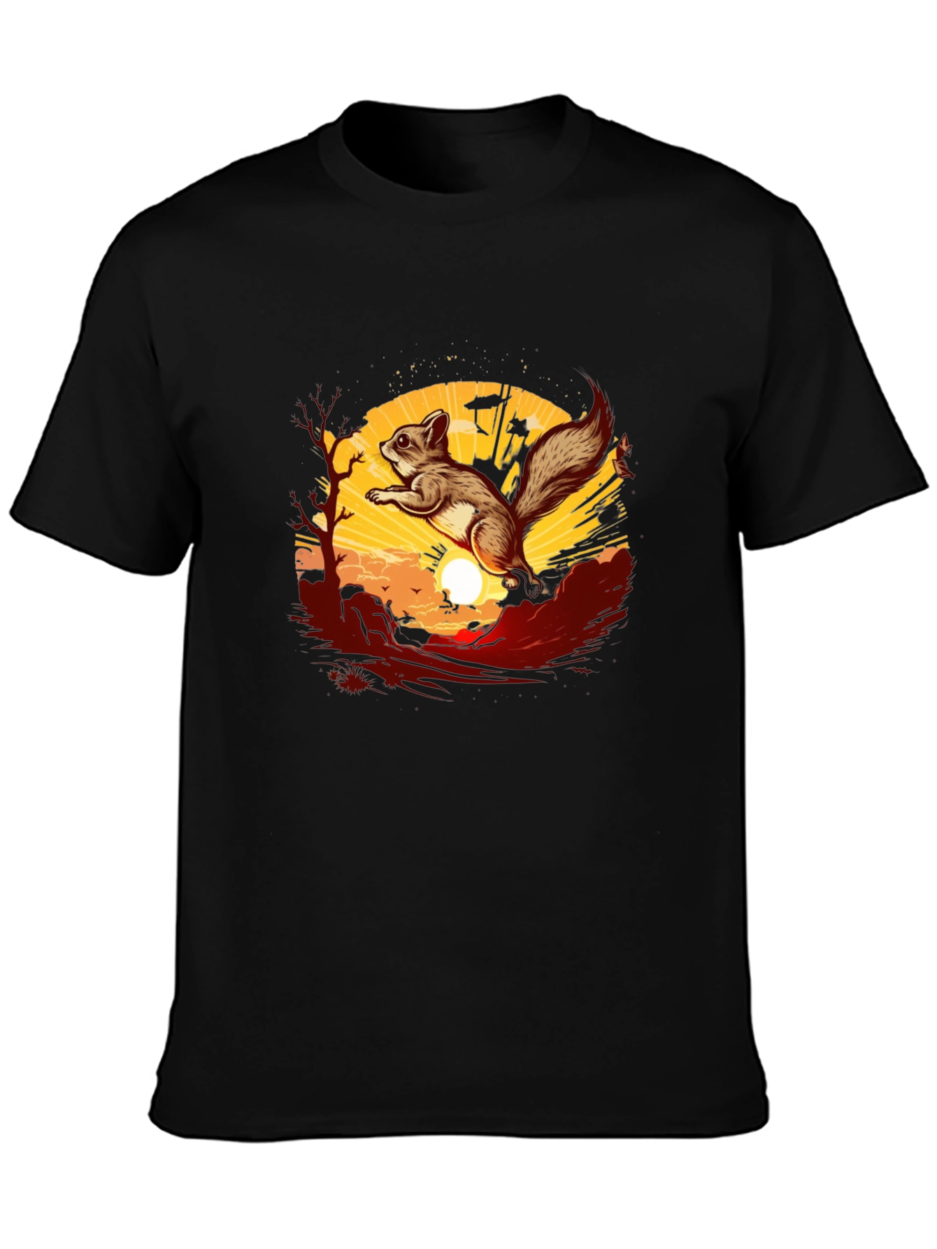 Squirrel Sunset Graphic Tee - Black
