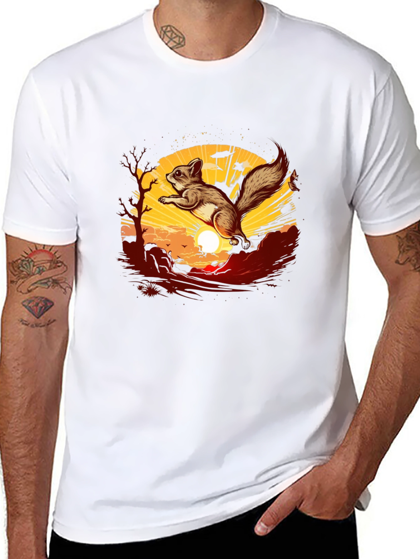 Squirrel Sunset Graphic Tee - Black