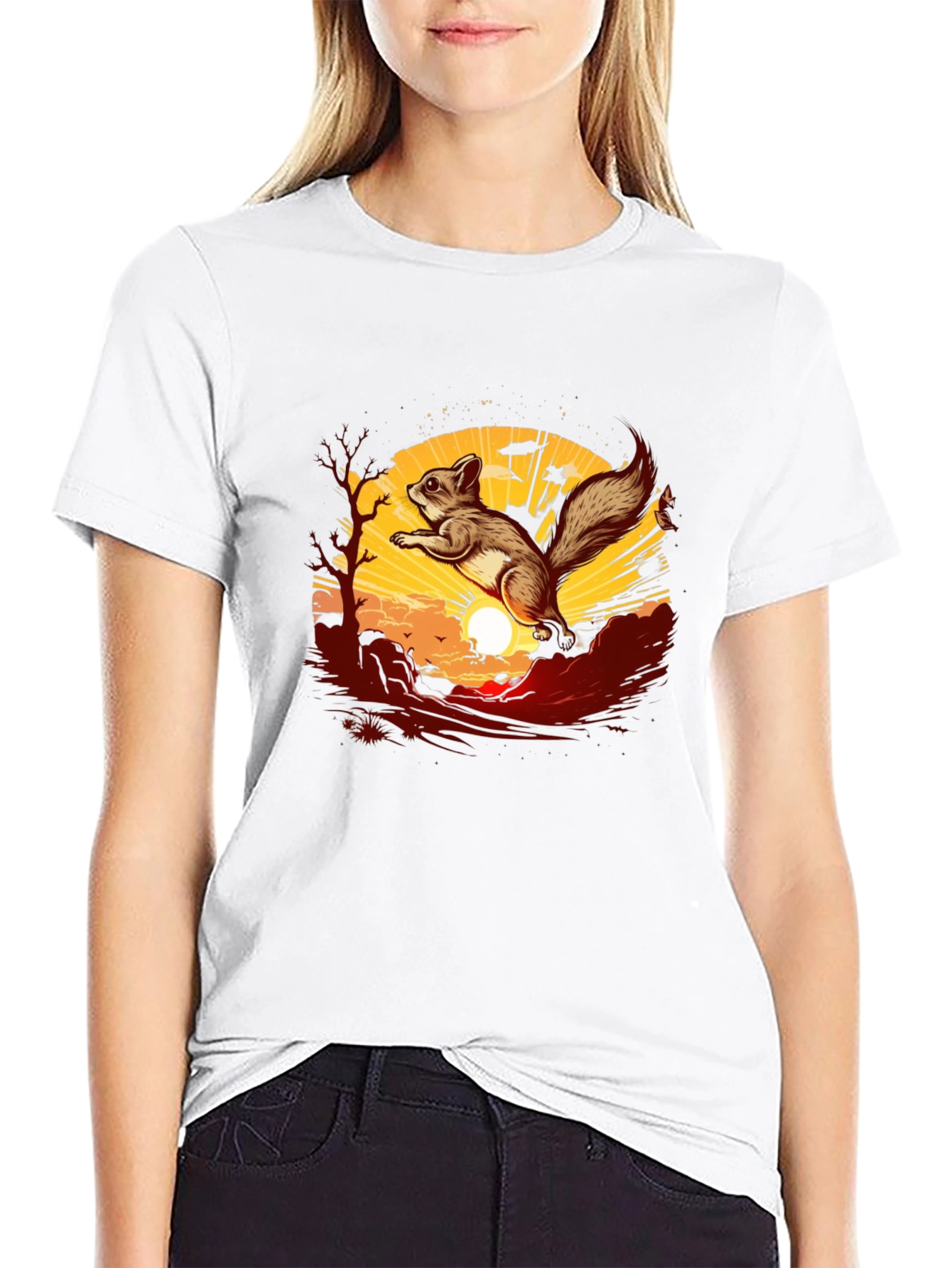 Squirrel Sunset Graphic Tee - Black