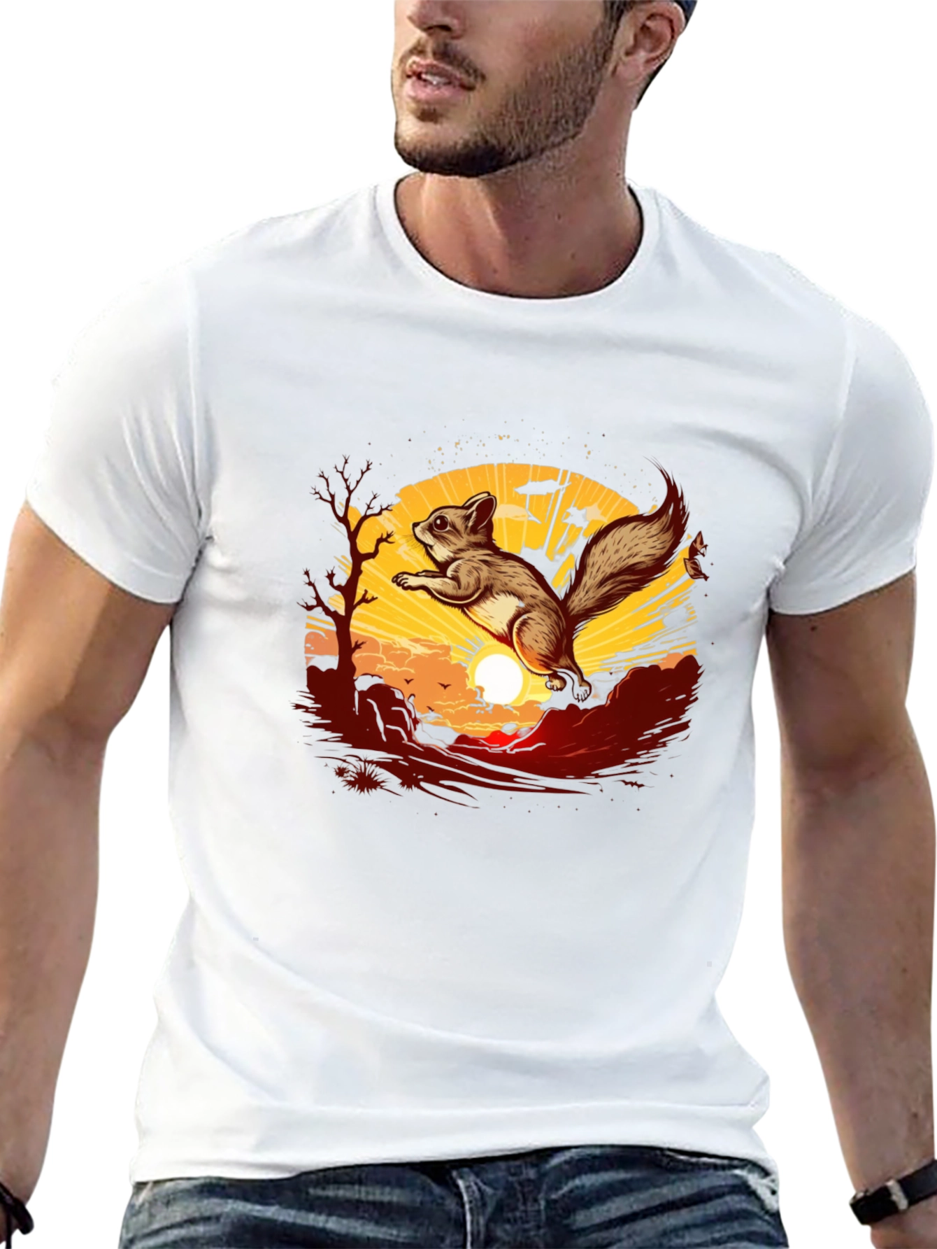 Squirrel Sunset Graphic Tee - Black