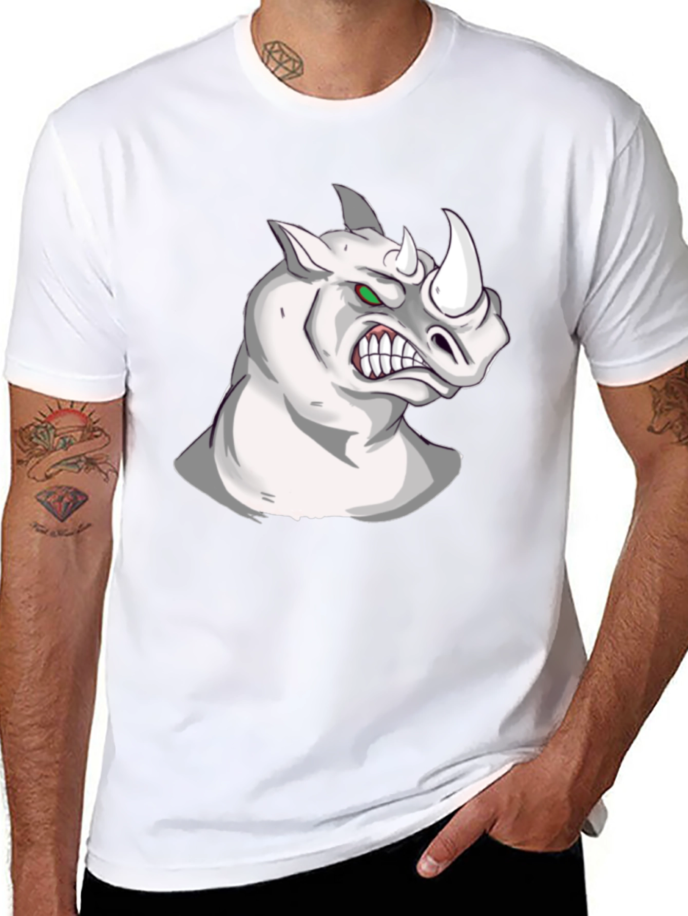 Rhino Graphic Tee - Fierce Animal Print T-Shirt