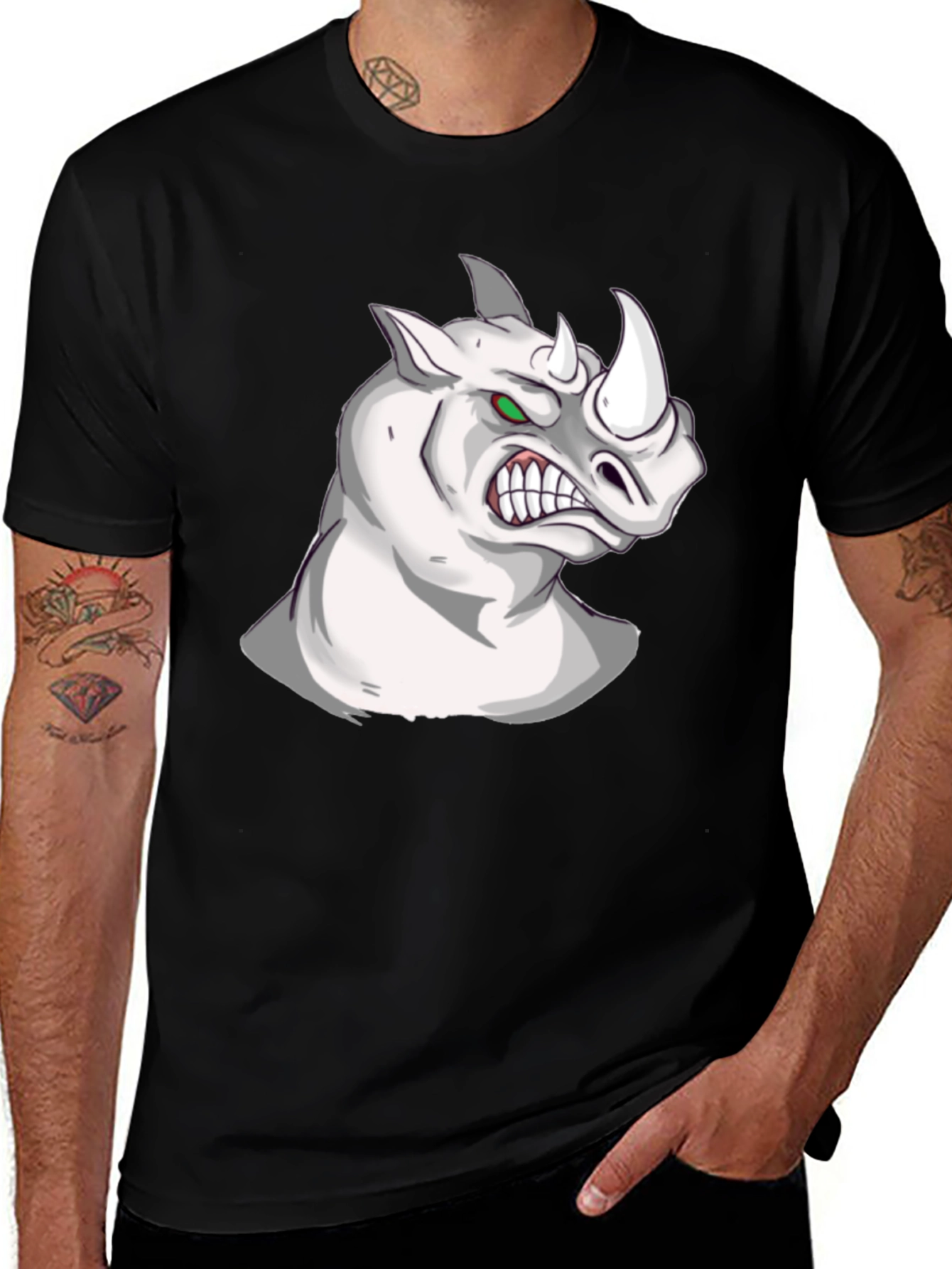 Rhino Graphic Tee - Fierce Animal Print T-Shirt