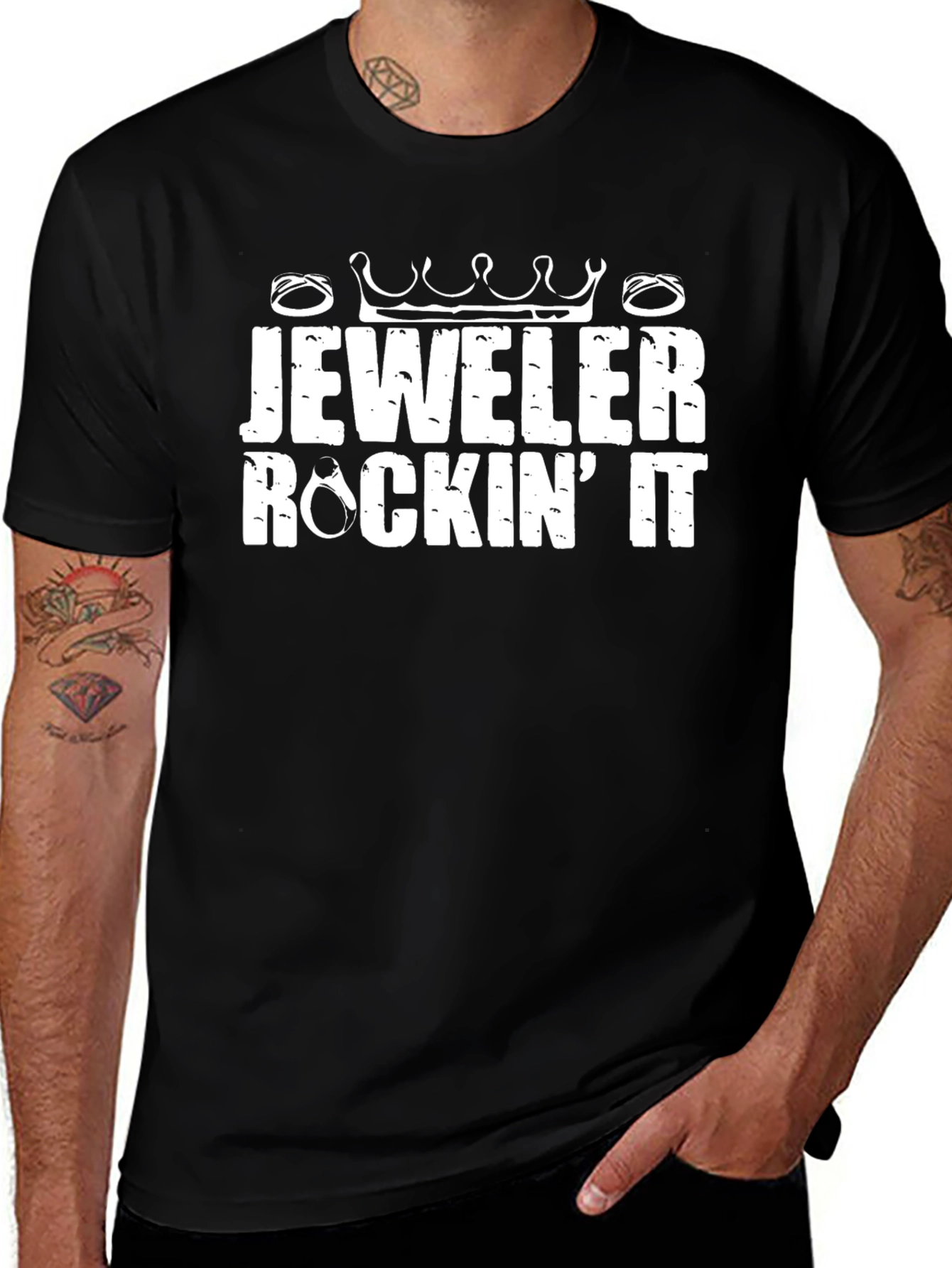 Jeweler Rockin It Graphic Tee - Black Cotton Shirt