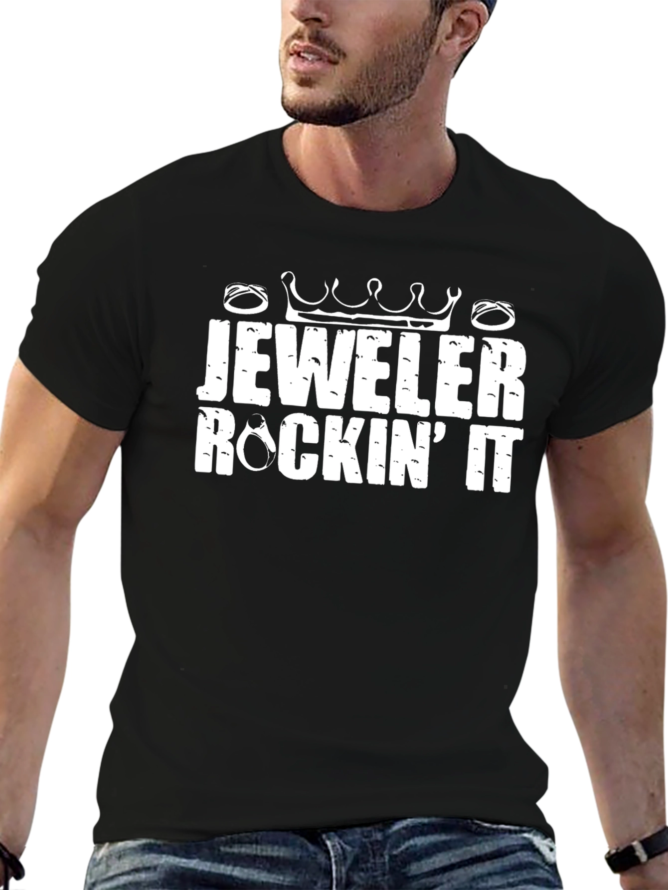 Jeweler Rockin It Graphic Tee - Black Cotton Shirt