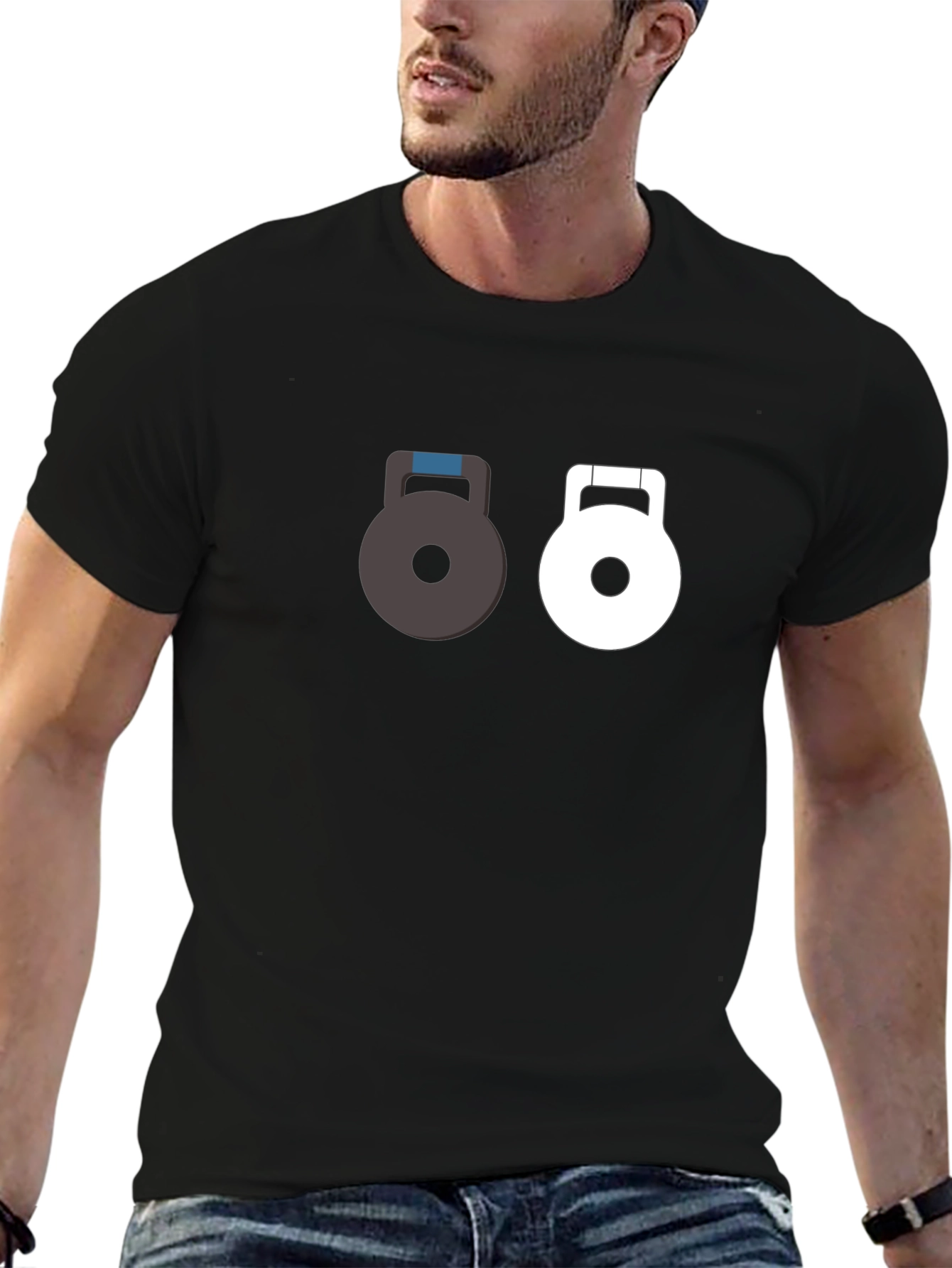 Dual Kettlebell Graphic Tee - Black Gym Shirt